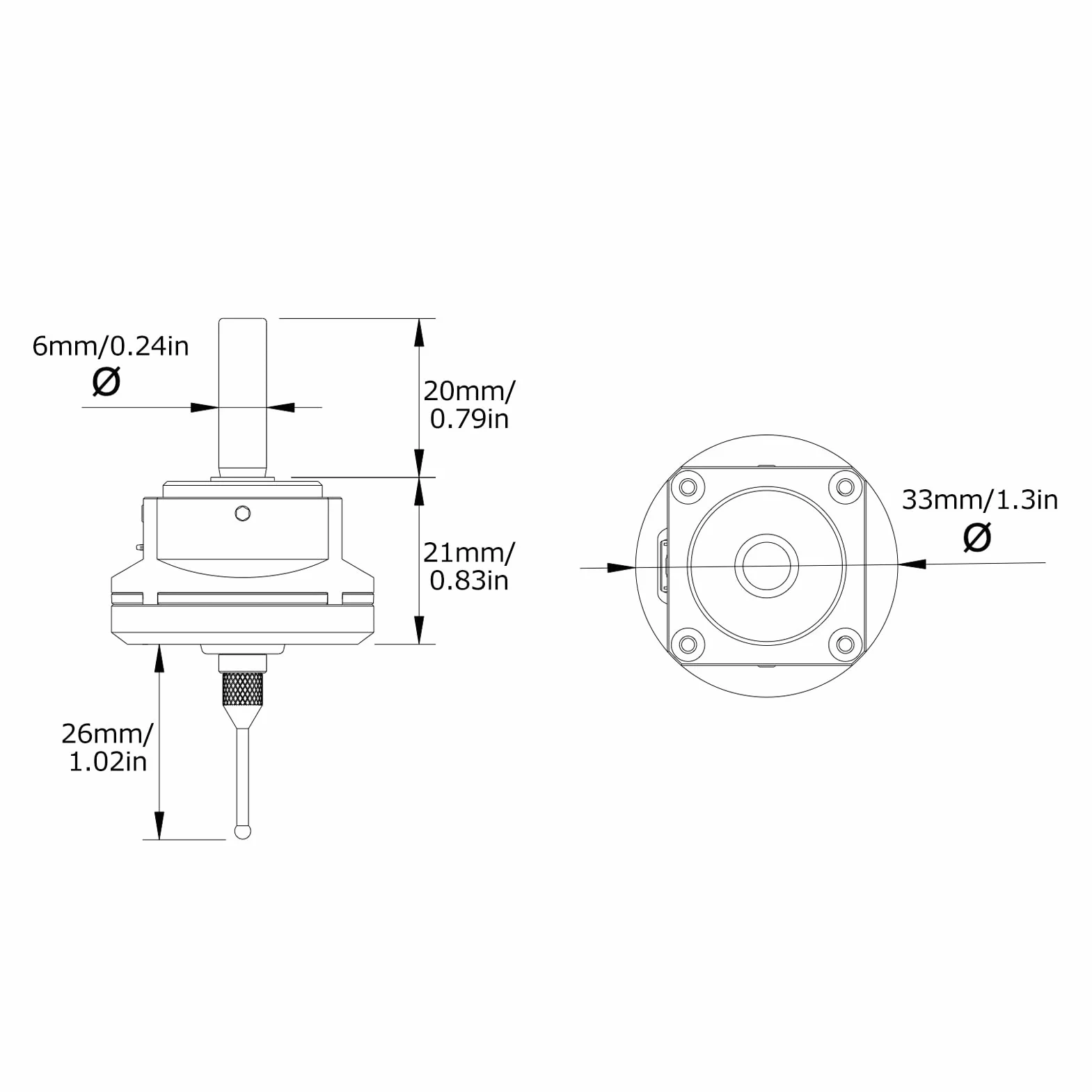 Sonda Cnc 3D Touch Probe Edge Finder Alta Precisione Sfera Acciaio Tungsteno DC 5~24V
