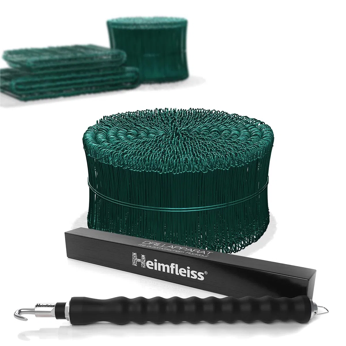 Heimfleiss® Tiralegacci + Legacci rivestiti in PVC 1,4 x 100-300mm (1000 pz.) - Set di legacci di alta qualità & tiralegacci per chiusura sacchi - Tendi legacci Legacci occhiellati