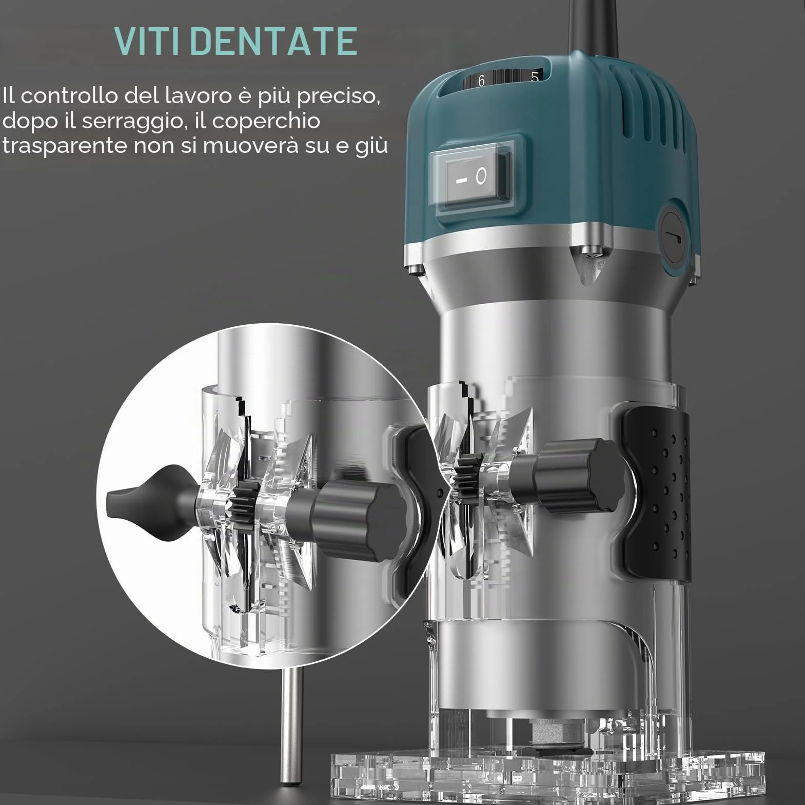 Pantografo per legno, Motosega Compatta 220V 800W 30000 RPM con 6 Velocità Regolabili per Intaglio e Rifilatura Bordi, Lavori di Precisione