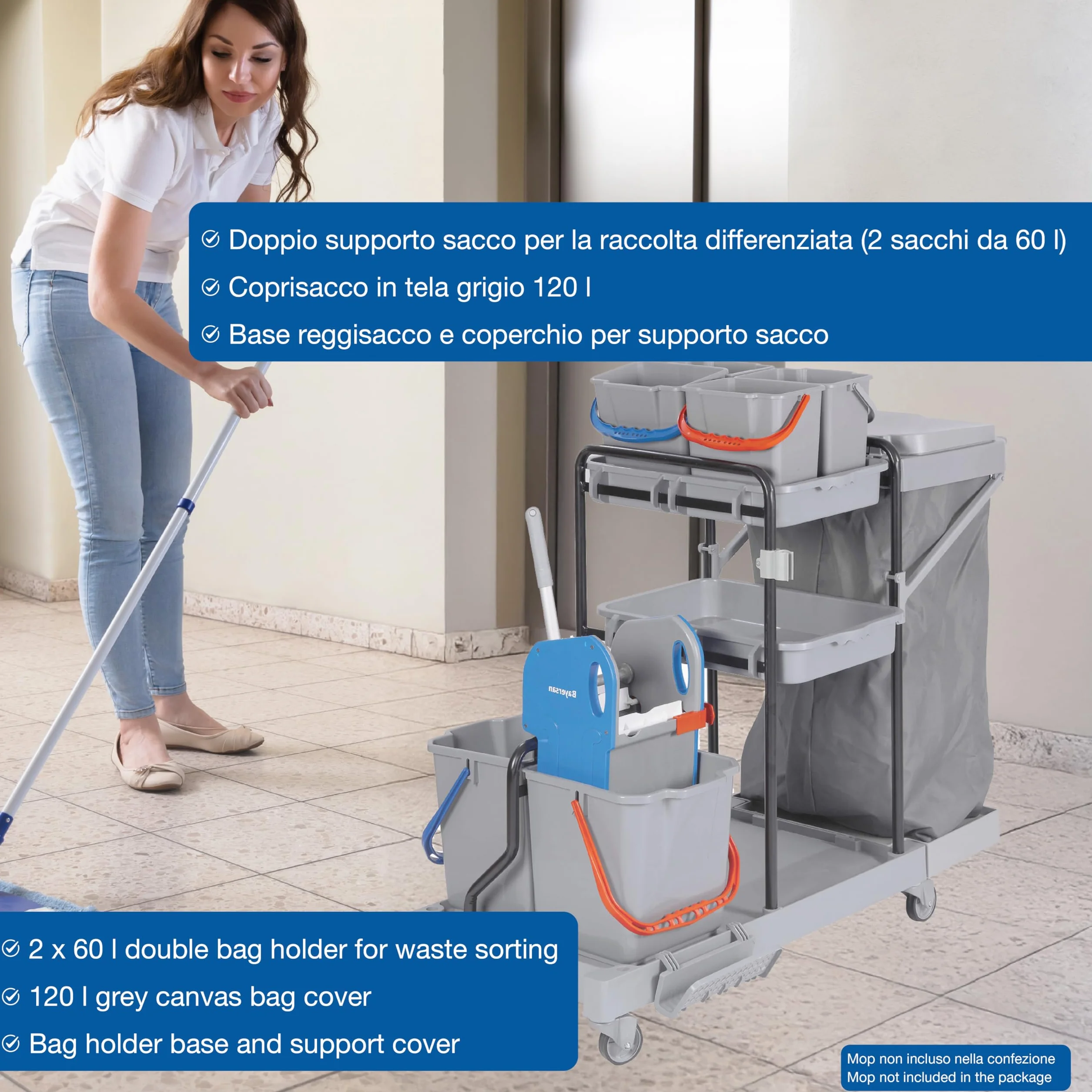 GIMA Carrello per pulizie multifunzionale