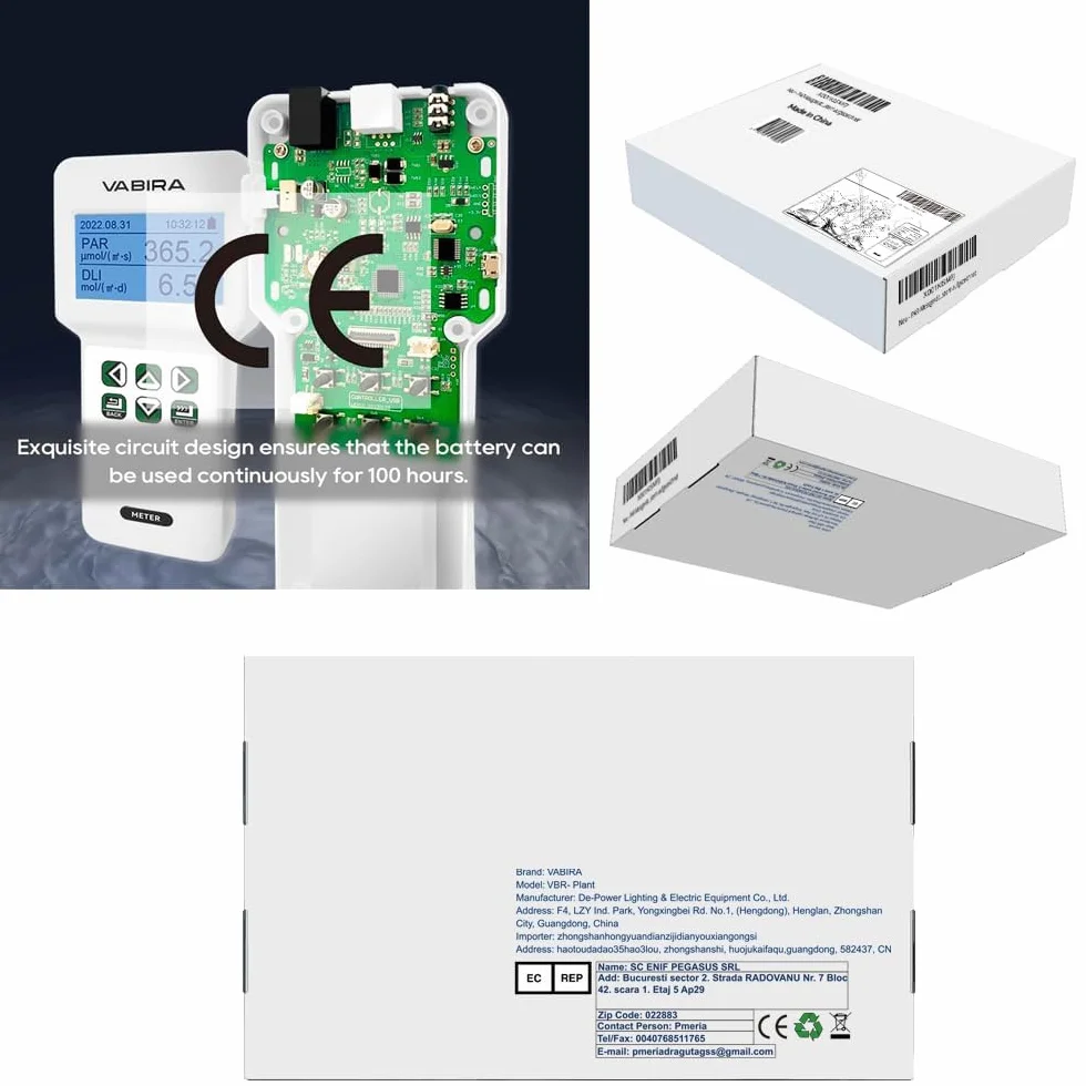VBR-Plant PAR Meter Full Spectrum R G B Quantum Luce Giornaliera Integrata Interni Esterni