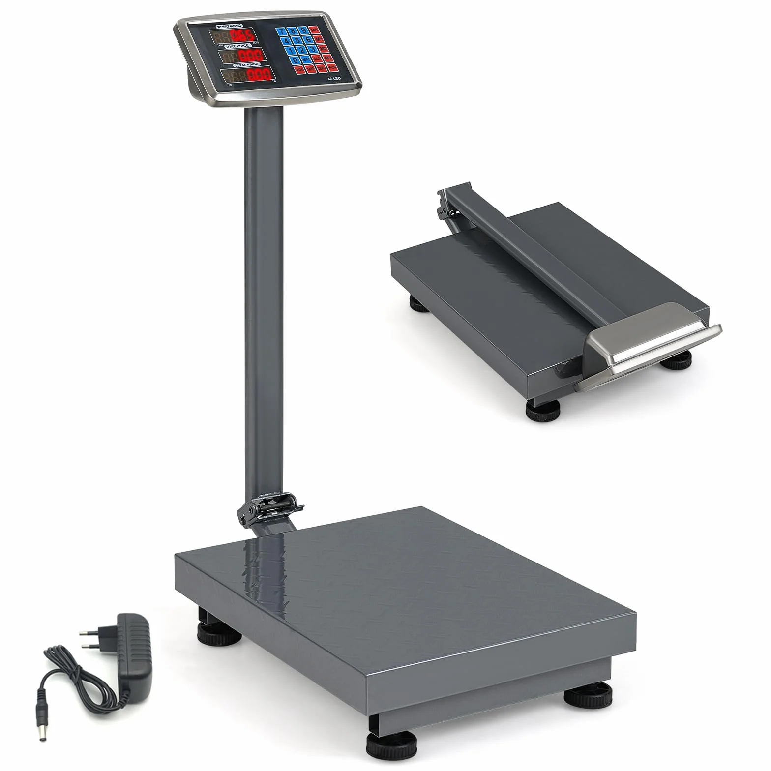 RELAX4IFE Bilancia Digitale Elettronica 300 Kg, Bilancia Professionale per Negozio Azienda Fabbrica (Argento)