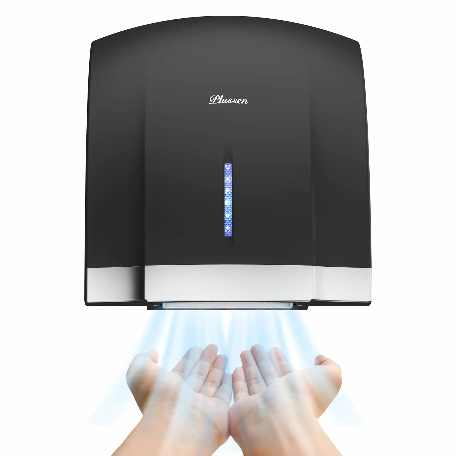 Asciugamani Automatico Elettrico da Parete con Sensore, Vento Caldo e Freddo, Basso Rumore 40 dB, ABS, 220-240V (nero-1003)