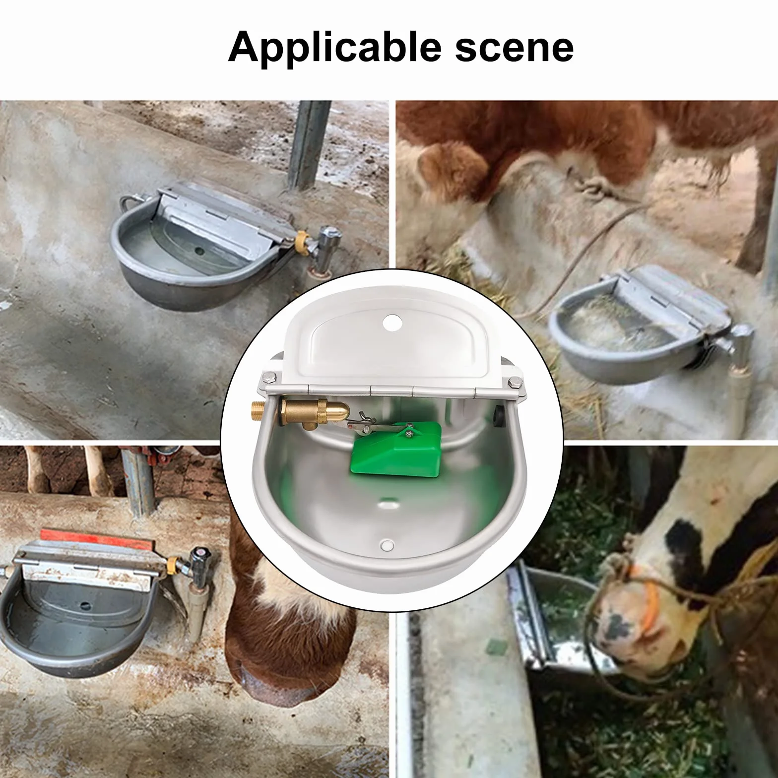 Abbeveratoio Automatico per Cani in Acciaio Inox, Abbeveratoio per Bestiame,con 2 Valvole a Galleggiante Regolabili in Rame per Cavalli,Cani,Bovini,Pecore,Maiali,Alpaca,Mucche da Latte