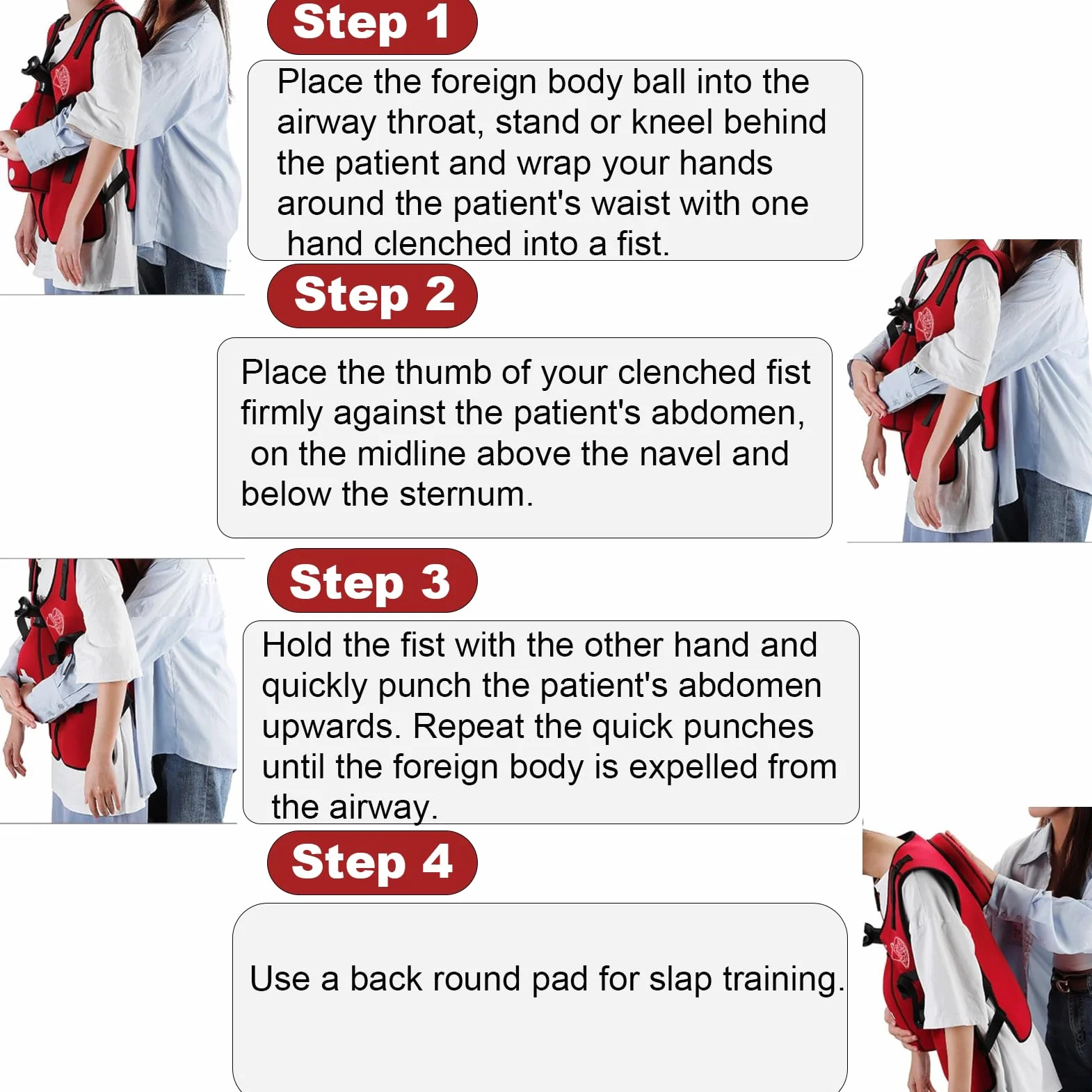 Giubbotto Anti-Soffocamento con Schiaffo sulla Schiena, Modello di Addestramento alla Manovra di Heimlich, Accessori Didattici per Il Primo Soccorso per Studenti Infermieri Adult