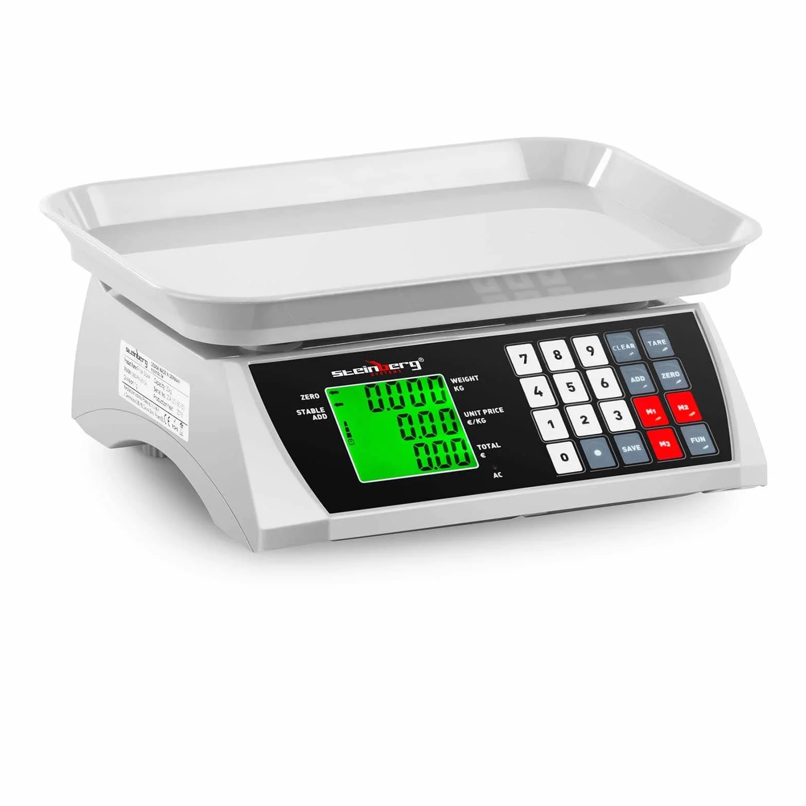 Steinberg Bilancia da Banco di Controllo Professionale SBS-PW-301CA 30 kg 1 g Schermo LCD