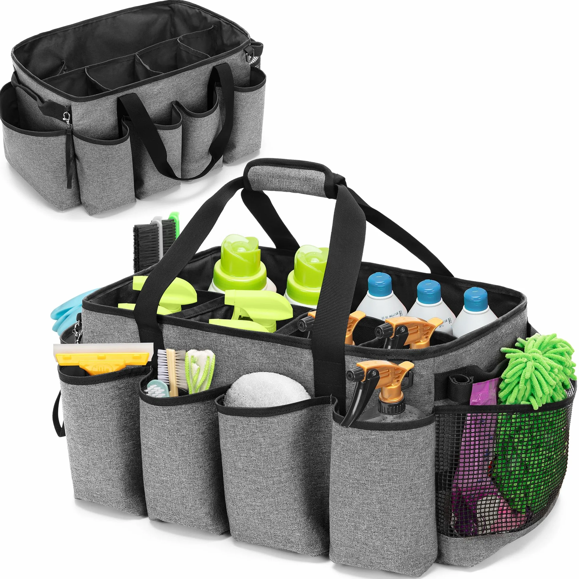 HODRANT Organizer per Caddy per La Pulizia Extra-large con Pad Robusto e Maniglie, Borsa Grigia