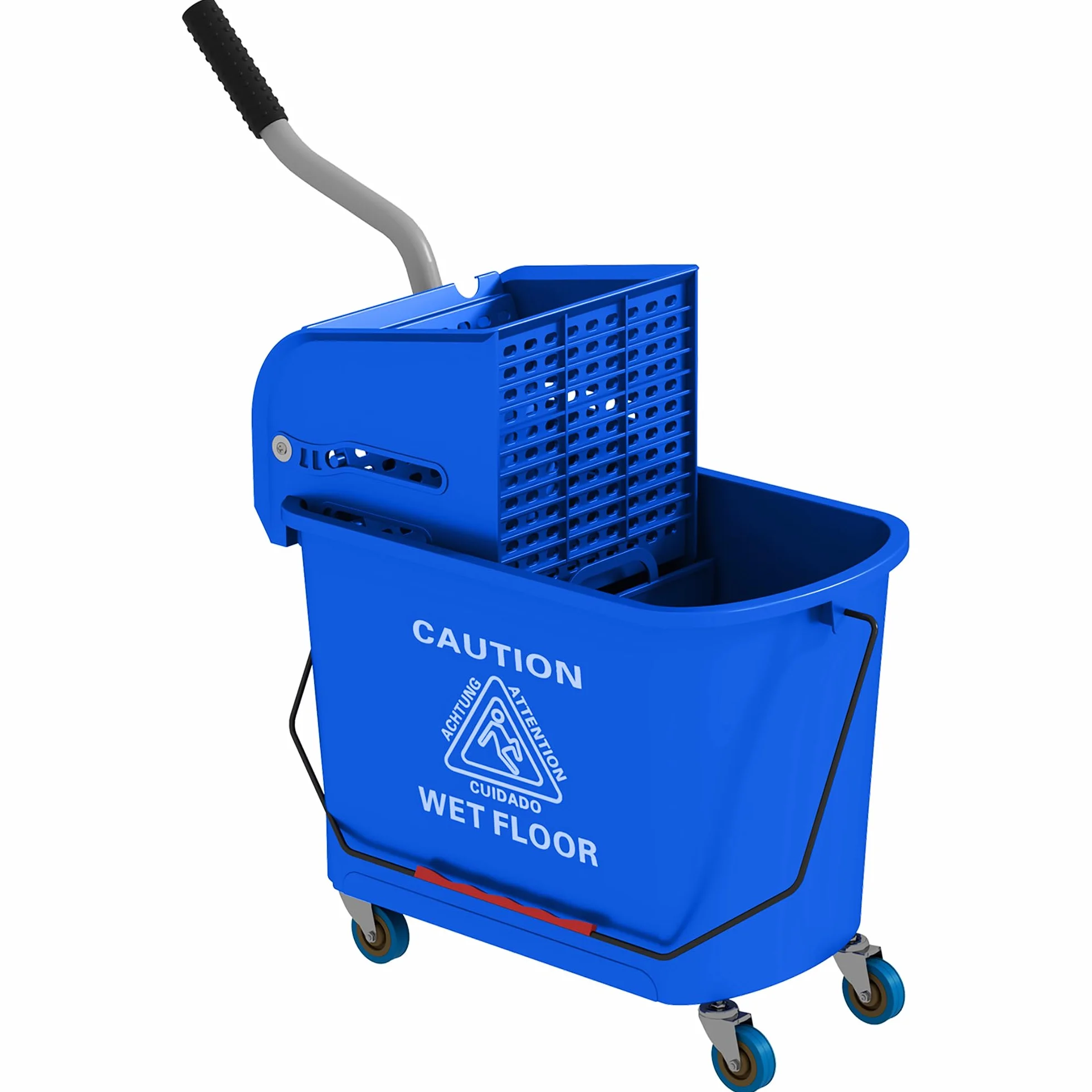 HOMCOM Carrello Pulizie Professionali 20L con Secchio Mocio e Strizzatore, 60x27x70.5 cm, Blu