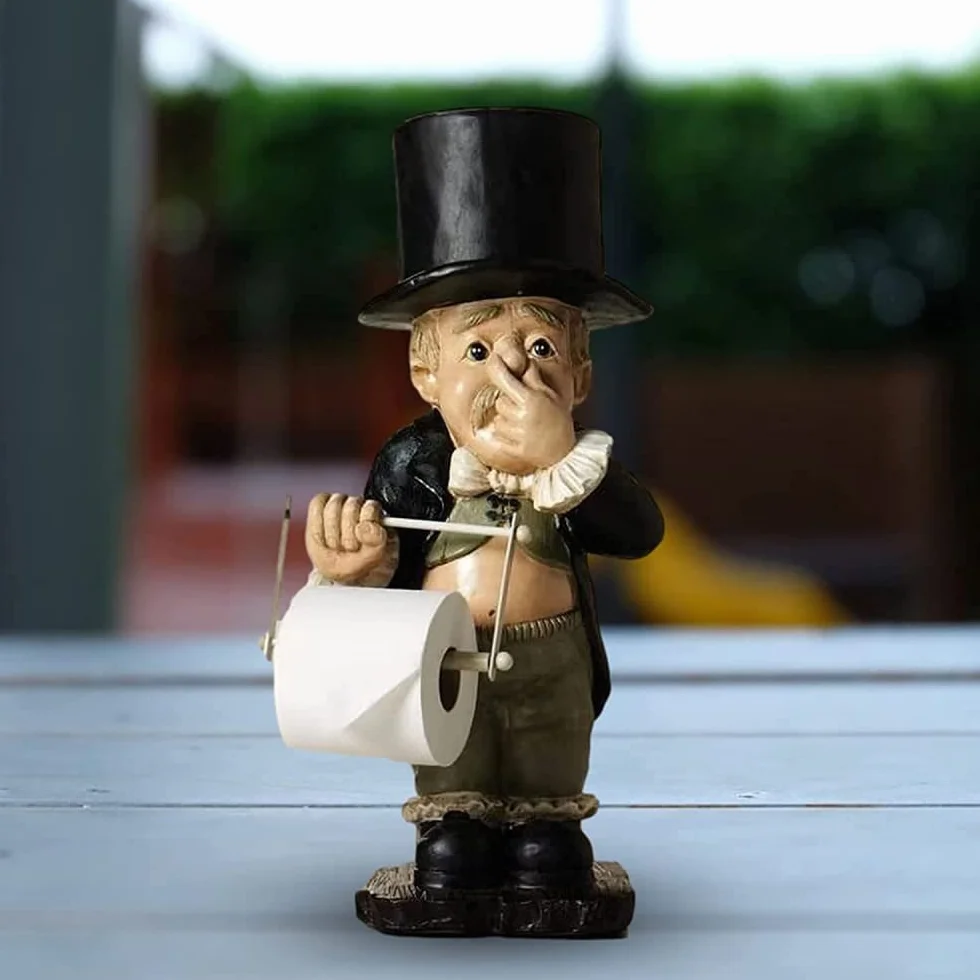Portarotolo di Carta igienica Statua Bagno Decorazione Dispenser Asciugamani