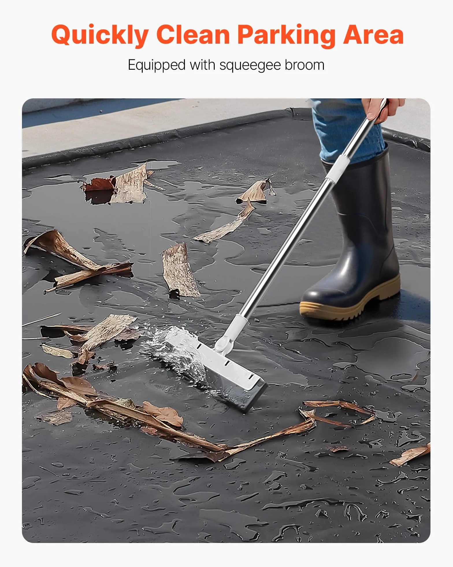 VEVOR Tappetino Antiscivolo per Garage, 2,4 x 4,9 x 0,03 m, con Tergivetro, Resistente e Impermeabile, Protezione per Pavimenti da Neve, Pioggia, Fango, Tappetino per Garage Officina, Nero