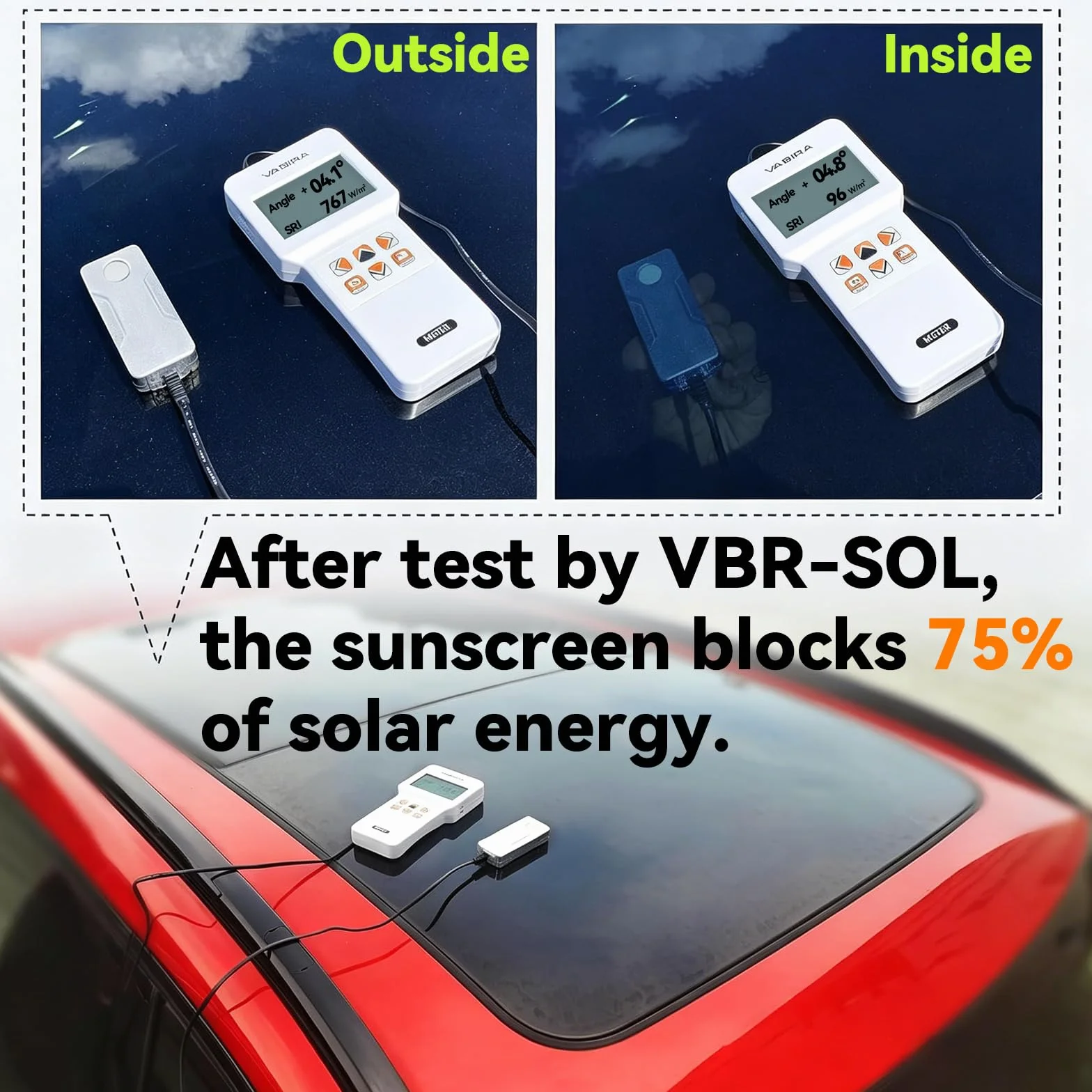 VBR-SOL Misuratore di potenza solare 3499 W/m², registro energetico 28 giorni