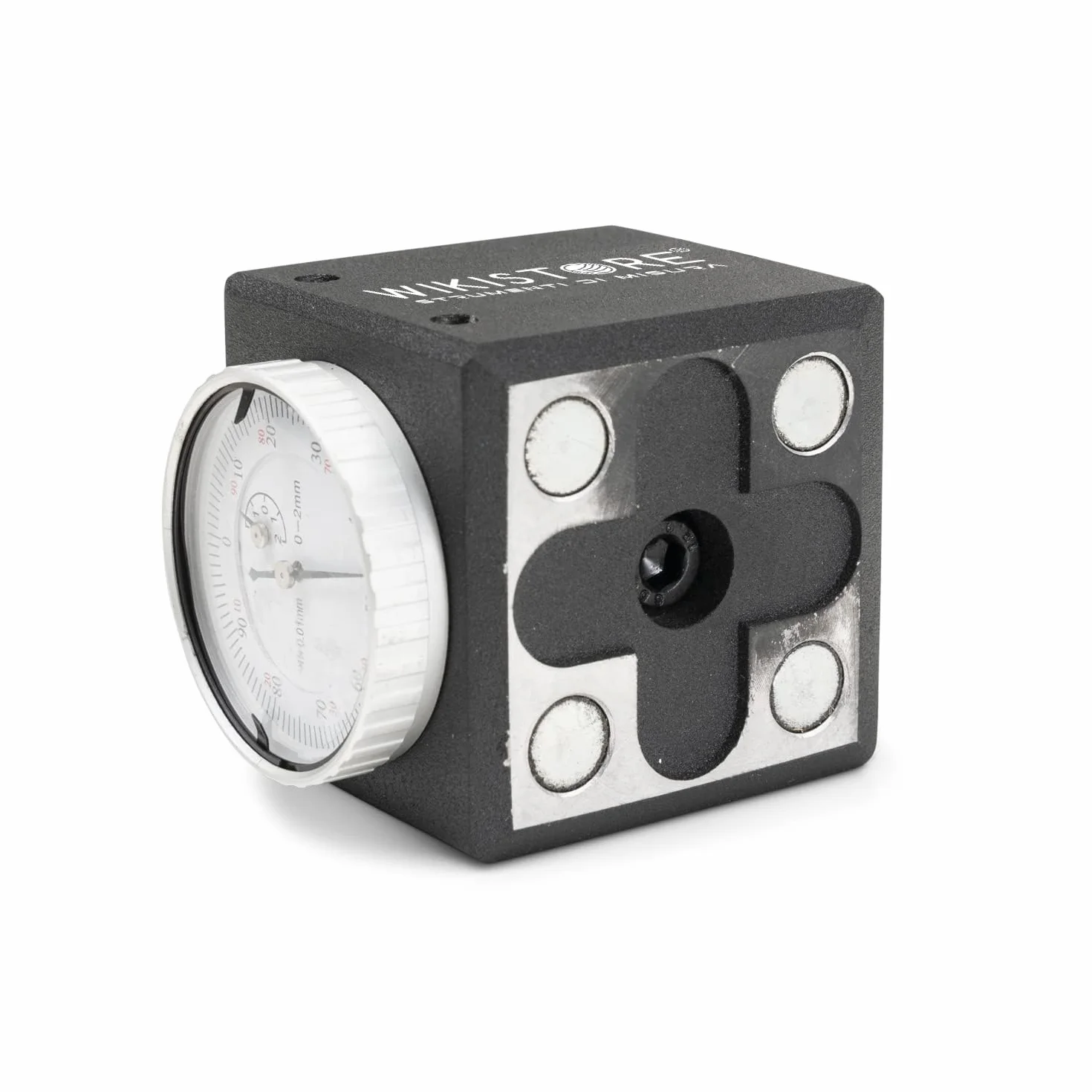 WIKISTORE Azzeratore 50 mm Con Comparatore Di Precisione, Lettura 0,01 mm, Base Magnetica, Preset Altezza-Cinquantino, Dimensioni 10x9x10 cm