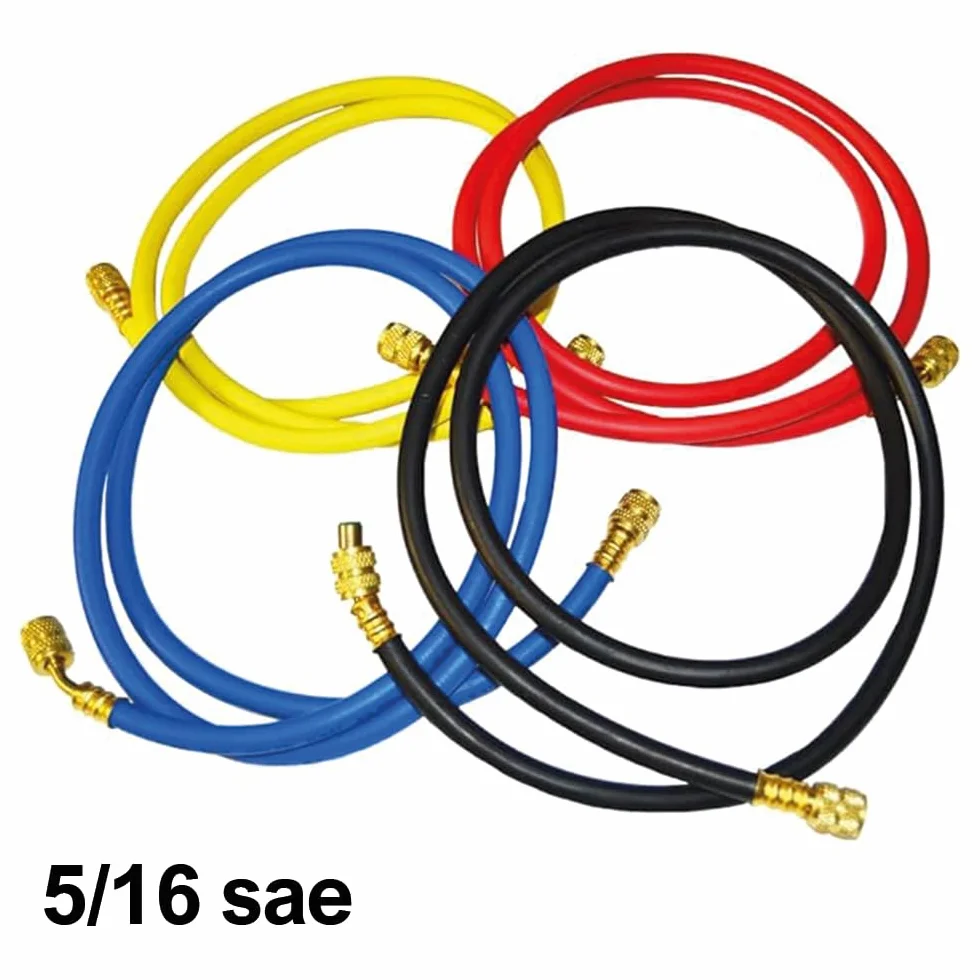 3S SuperSamaStore Kit Fruste per Gas R410A, Set 4 Tubi Flessibili Professionali per Ricarica Refrigerante, 5/16" SAE, 150 cm