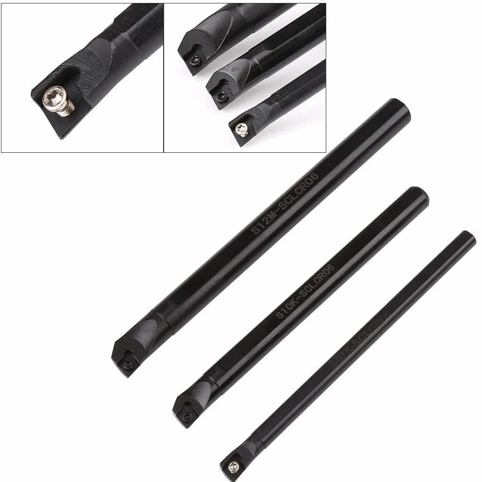 SEAFRONT Set di Utensili Per Tornio CNC, Barra di Torsione Interna del Supporto del Foro Tornio Sclcr + Inserto Ccmt0602 10 Pezzi + Chiave 3 Pezzi