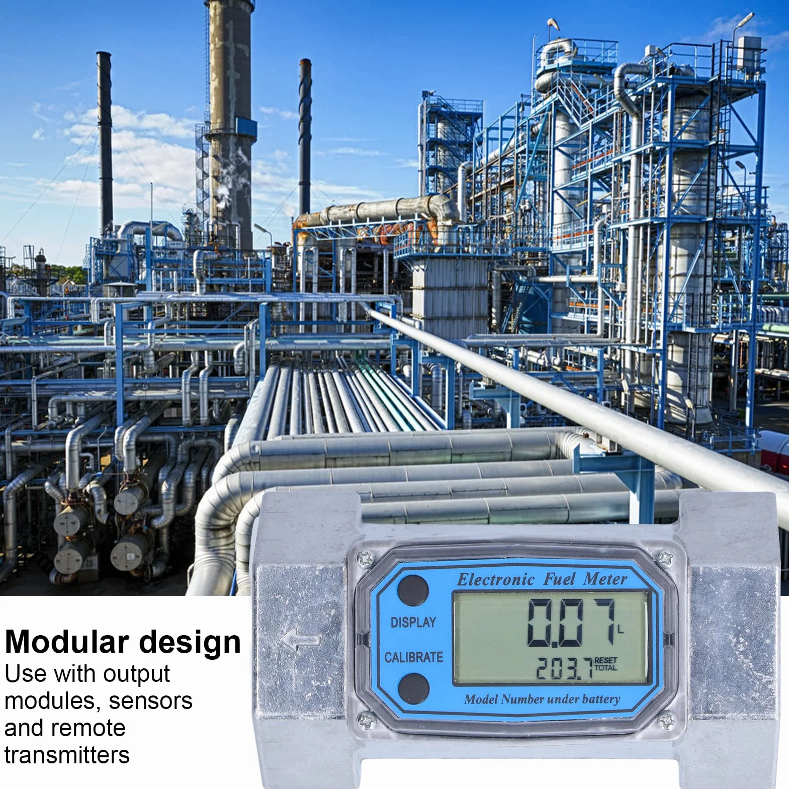 Misuratore di portata elettronico a turbina 35-200L/Min Benzina Contalitri Digitale Display LCD LLW-50