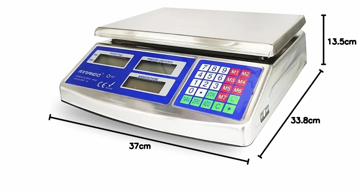 BILANCIA ELETTRONICA PROFESSIONALE DA BANCO IN ACCIAIO INOX DIGITALE 40 KG 2GR