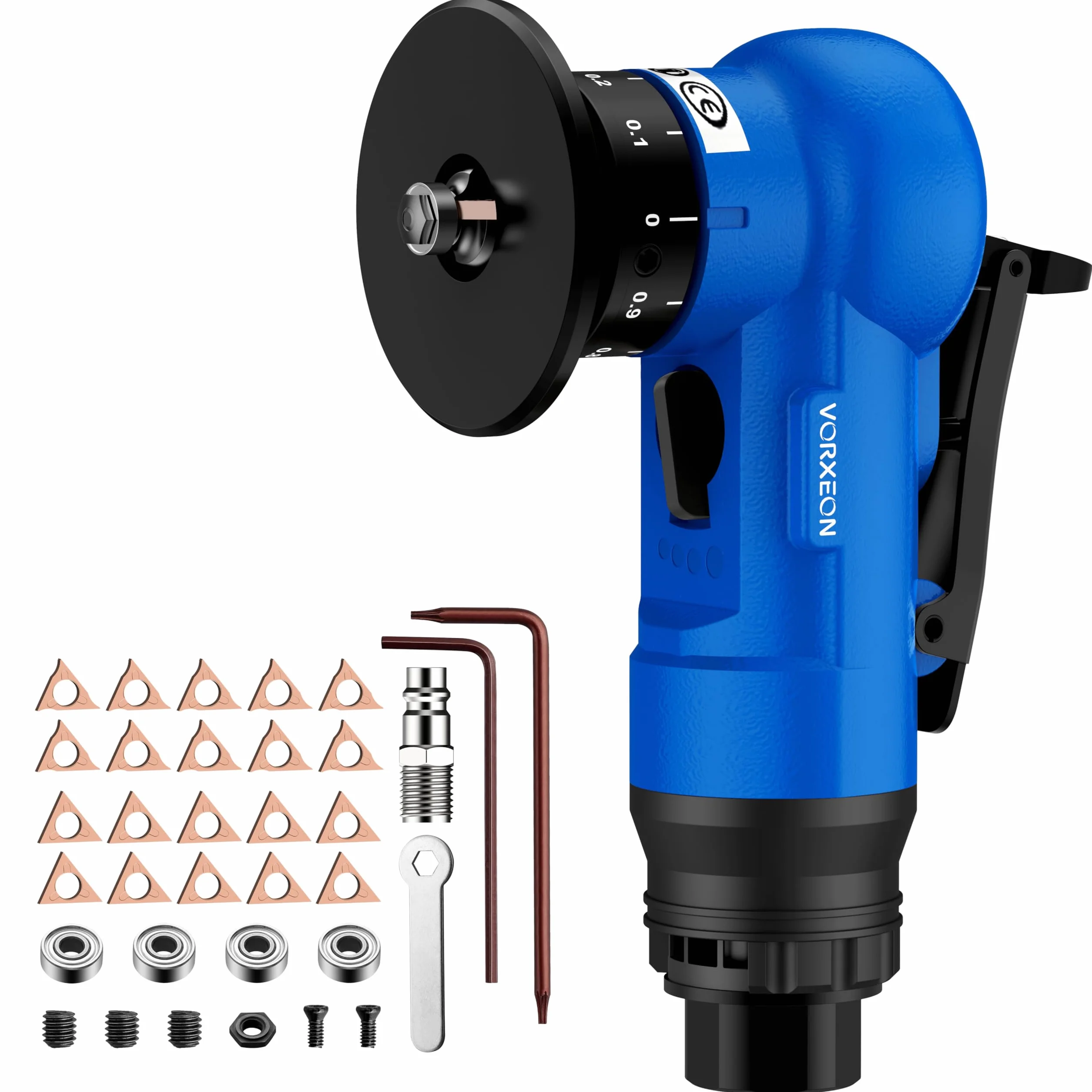 Smussatrice Pneumatica Portatile 45°, Mini Macchina Smussatura Aria 30000 RPM 4 Velocità, Inserti R C Regolabili 0.1-1.5mm Metallo Legno PVC