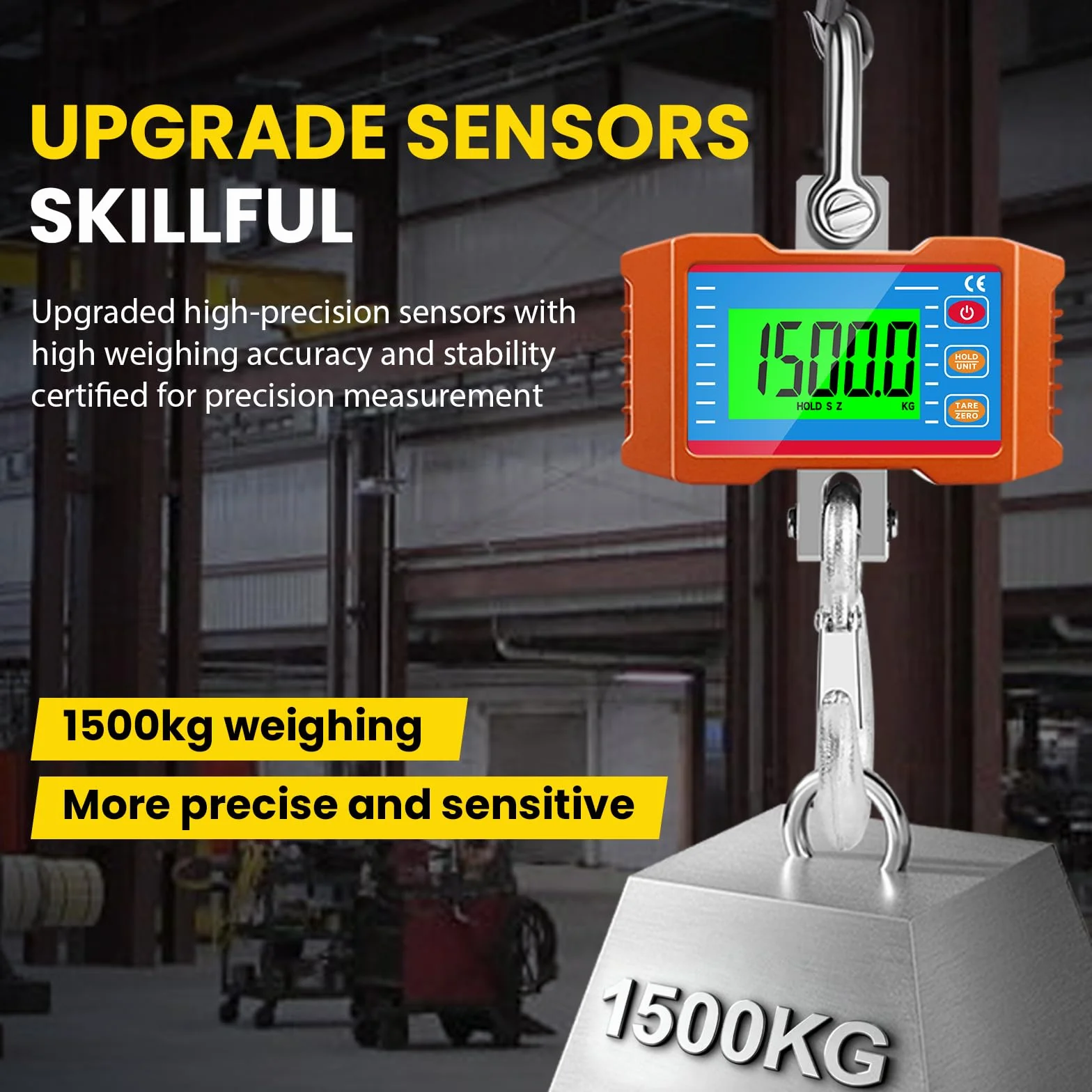 Bilancia digitale per gru 1500 kg 3000 lbs display LCD telecomando sensore