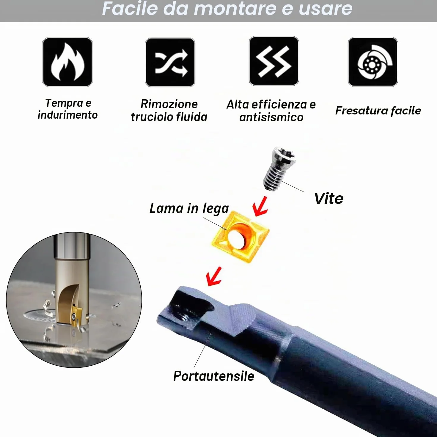 21 pezzi Tornio Carburo Utensile per Tornitura Porta Utensili Tornitura Carburo Multifunzionale Supporto Alesatore in Metallo con Inserto di Carburo Chiavi per Tornio Utensili Strumento Tornio 12mm