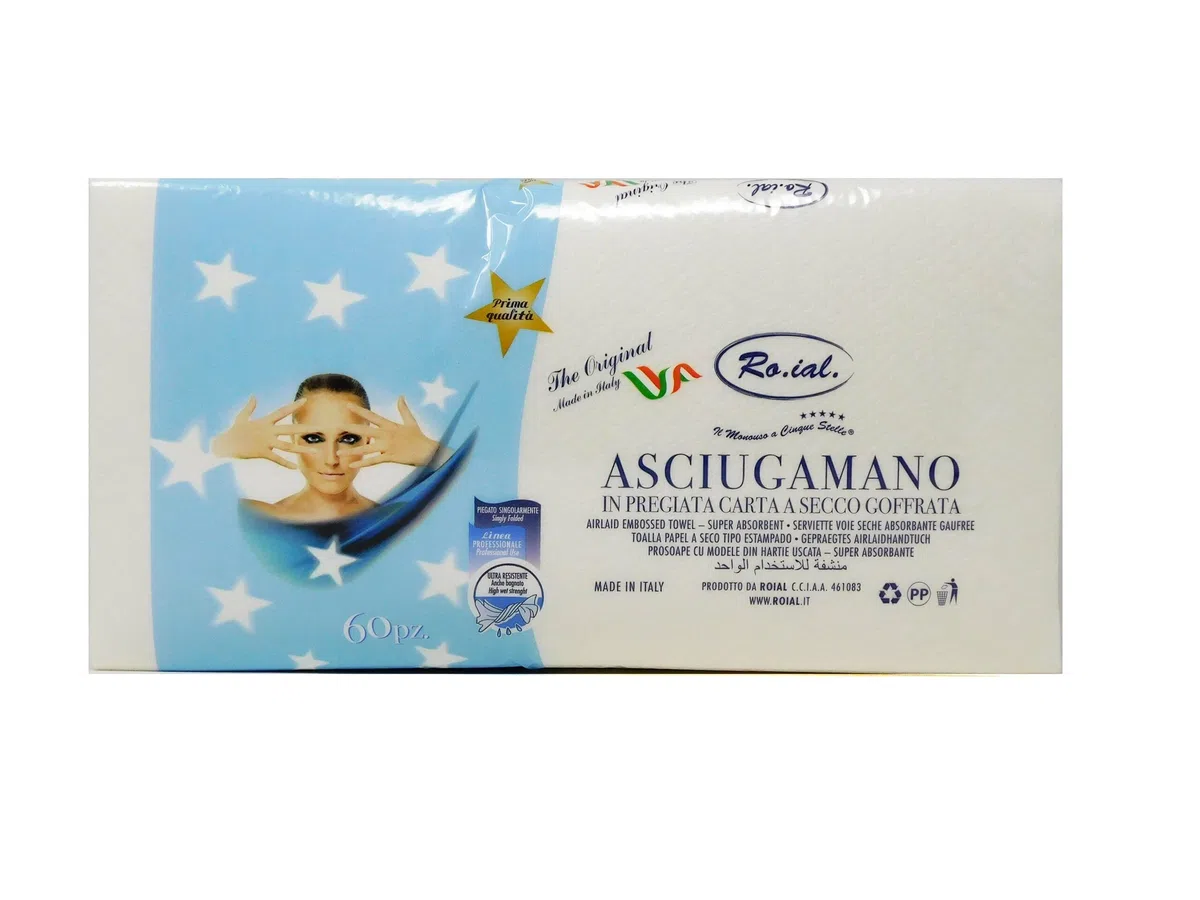 RO.IAL. ASCIUGAMANI DI CARTA RESISTENTI X18 CONFEZIONI DA 60PZ | USO PROFESSIONALE CARTONE INTERO