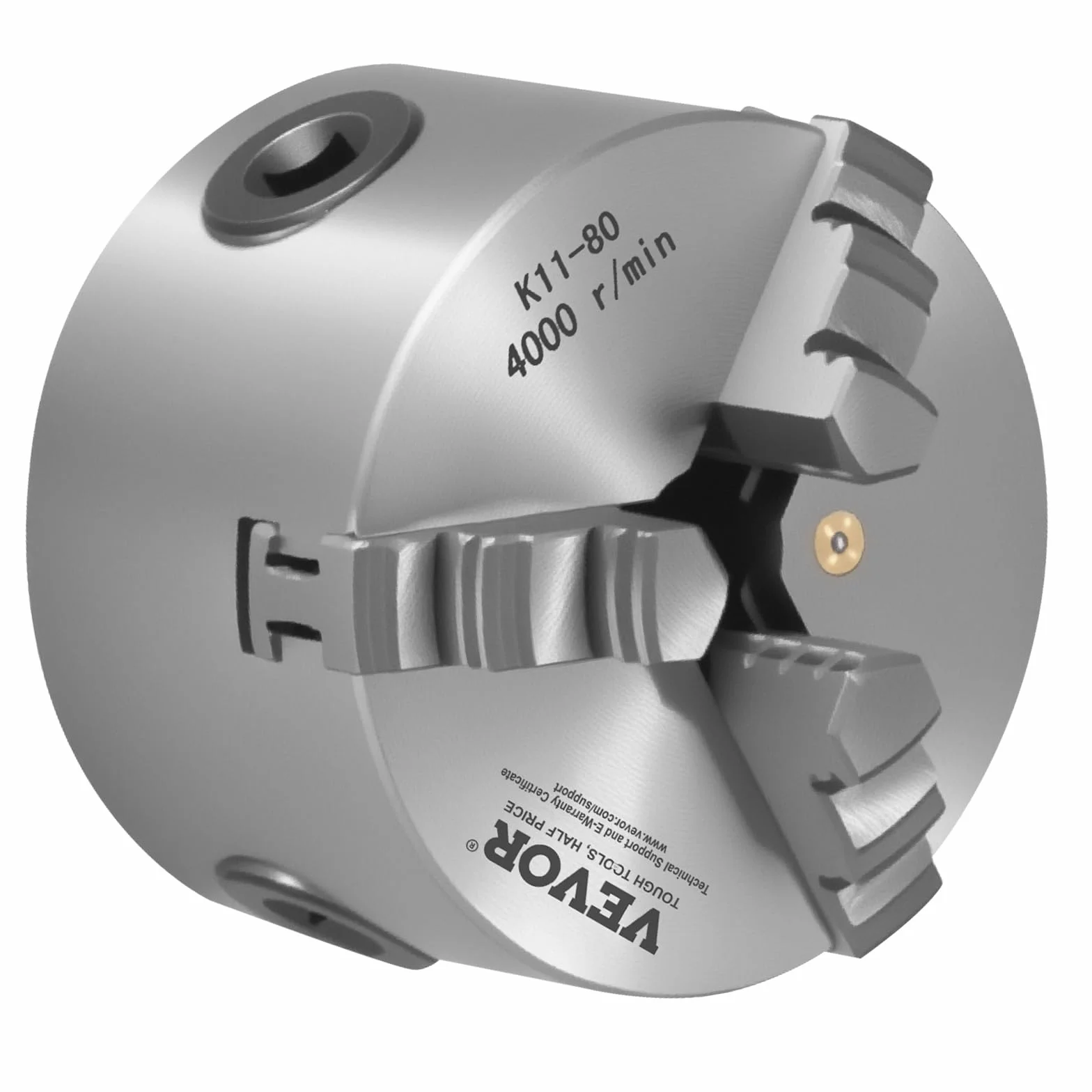 VEVOR Set di Mandrino per Tornio a 3 Griffe Diametro da 80 mm, Mandrino Autocentrante Materiale Principale HT300 Intervallo di Serraggio tra 2-63 mm con Viti di Fissaggio per Tornio per Legno Metallo