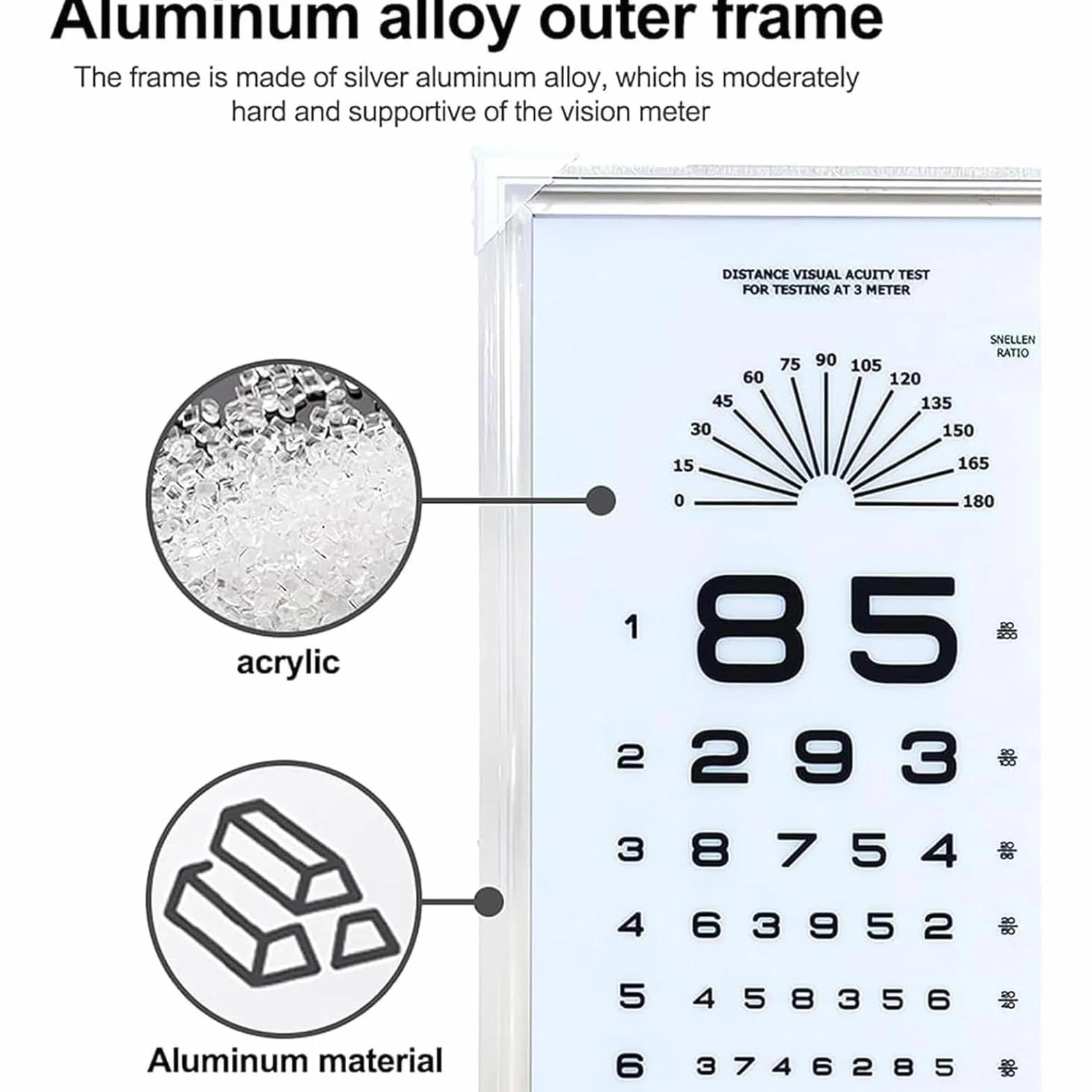 Tavolo Luminoso a LED per Test della Vista con optometria, Telecomando, 3 Punti di rilevamento, Illuminazione Uniforme