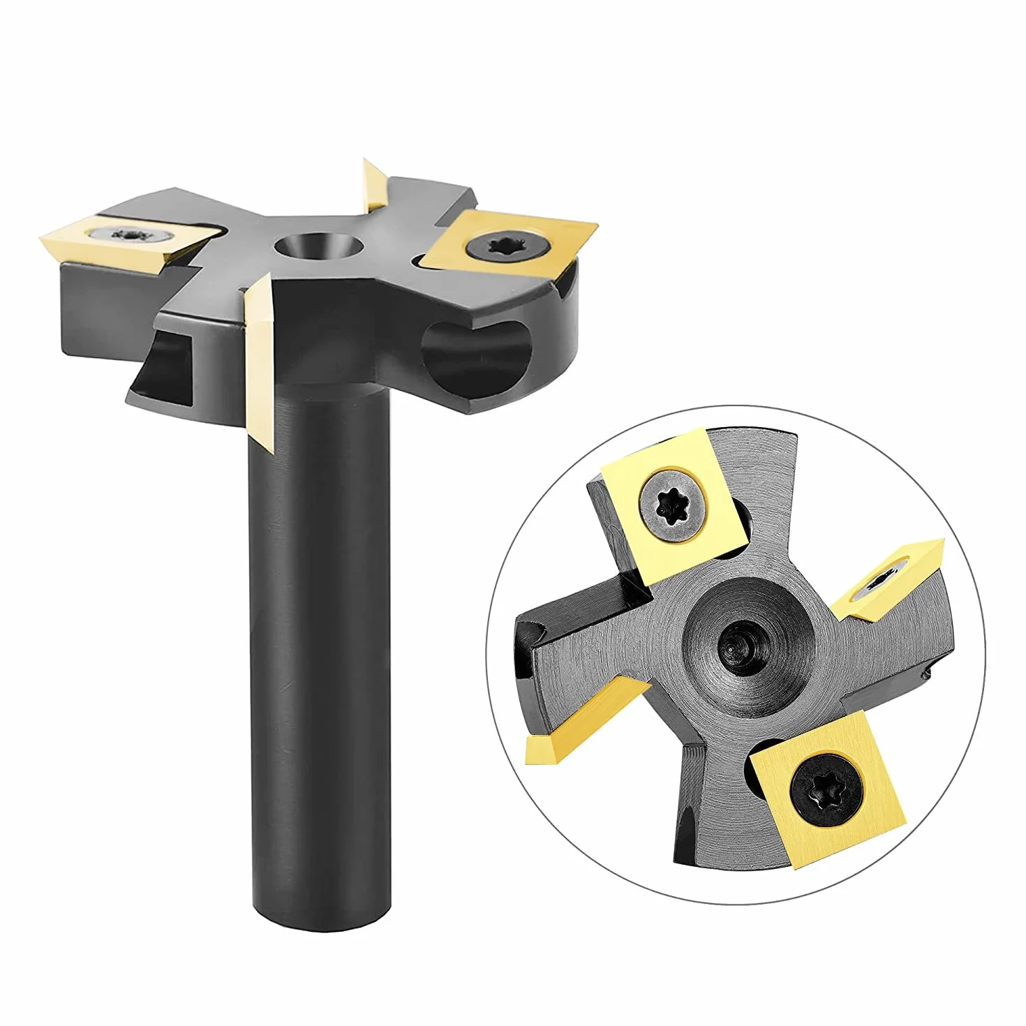 SpeTool Fresa per Spianare Fresa per Legno Diametro Gambo 12 mm Diametro di Taglio 45 mm Fresa a Spianare 2+2 Inserti in Carburo di Tungsteno Fresatrice Verticale Legno con Rivestimento ATS Fresa CNC