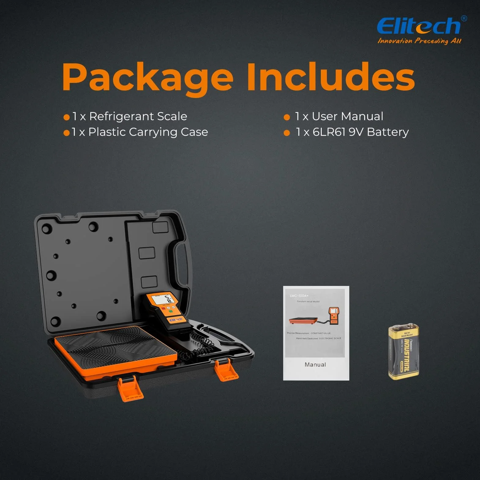 Elitech LMC-100A+ Bilancia per Refrigerante 100kg Elettronica Carica Freon KG LB OZ HVAC