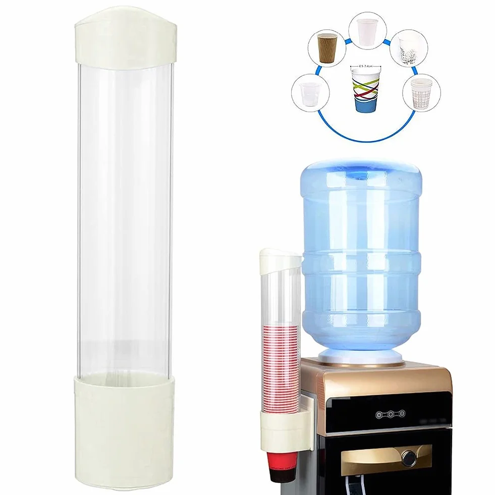Dispenser bicchieri usa e getta in plastica, antipolvere per ufficio casa (nero)
