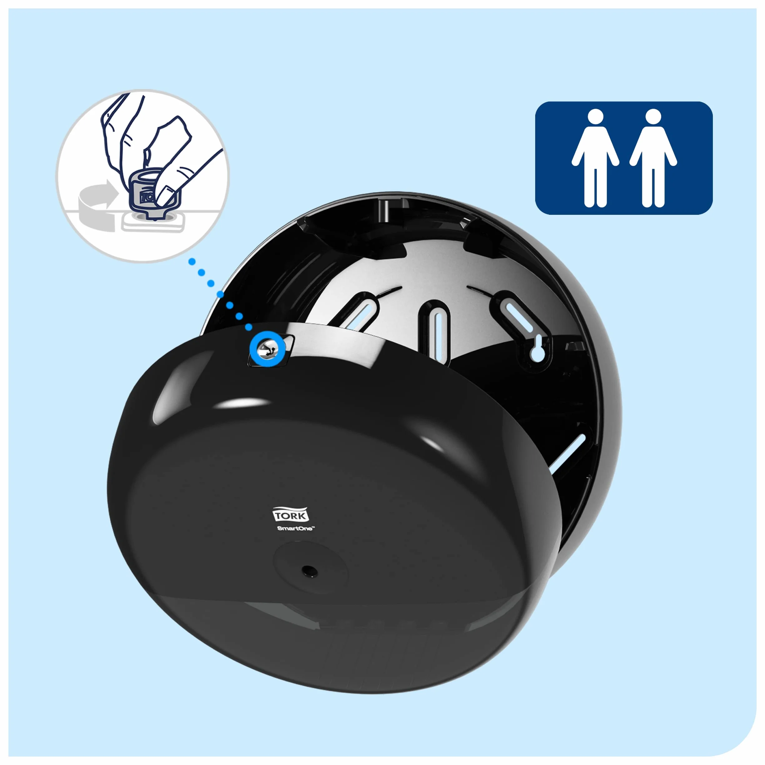Tork SmartOne® 680008, Distributore di carta igienica ad alta capacità, nero T8