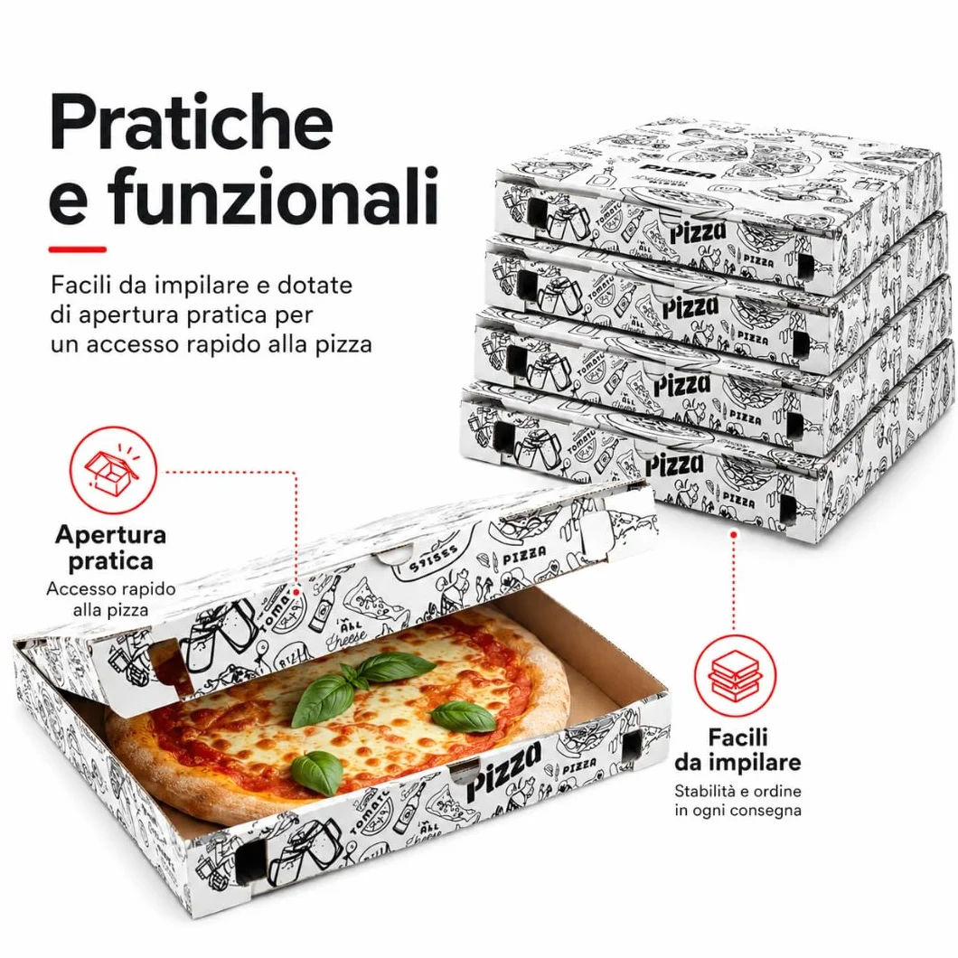 TOMMI Scatole in Cartone per Pizza 50x50x5 cm Confezione da 50 Pezzi