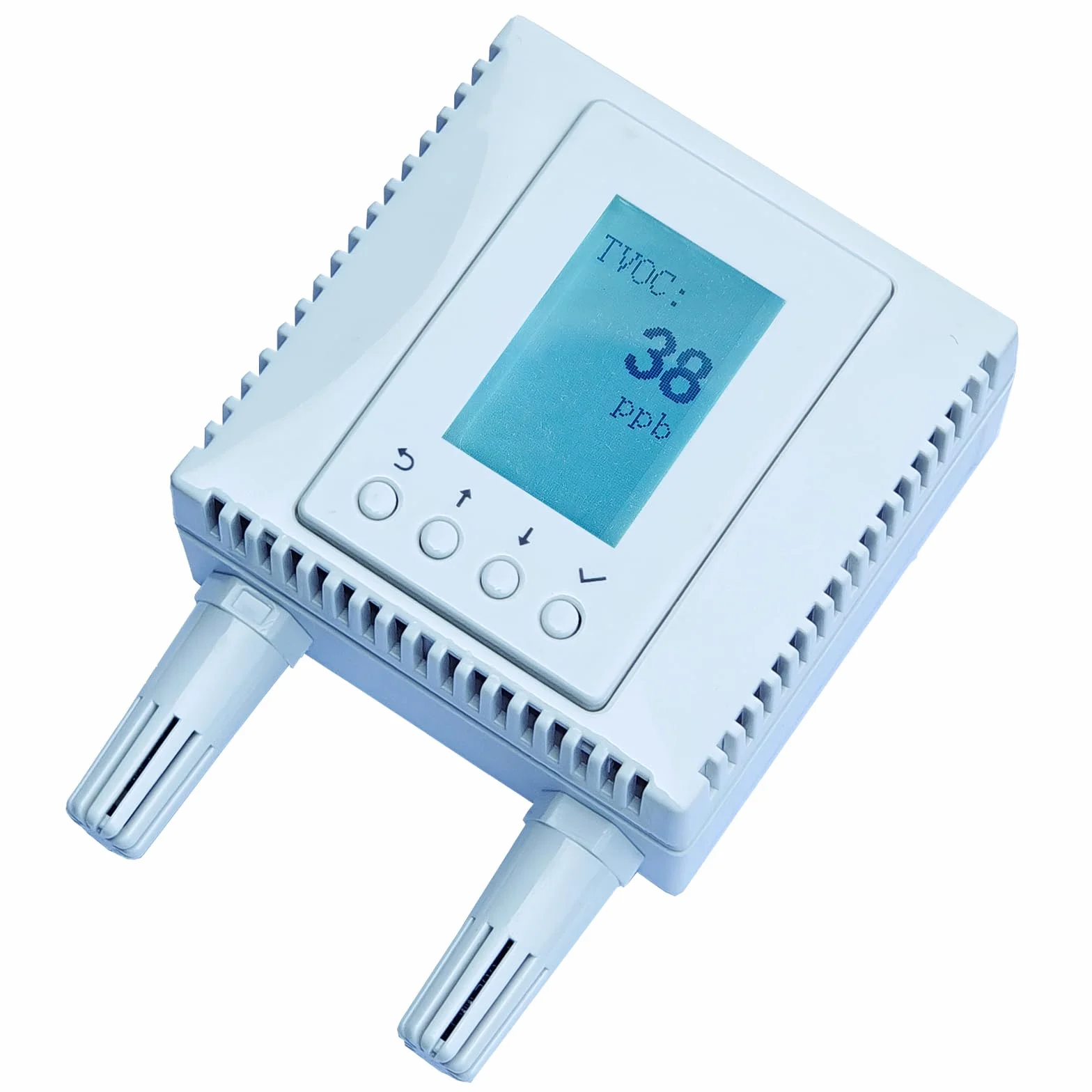 MONIGEAR 4 in 1 CO2 TVOC Temperatura Umidità PoE Monitor Aria Interna Display LCD IoT AWS Azure Tuya MQTT BACnet SNMP Modbus TCP