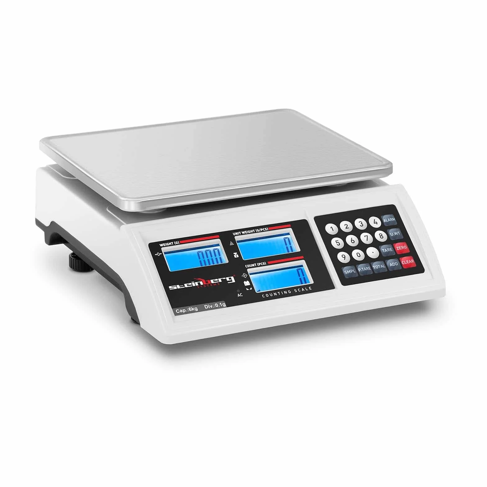 Steinberg Systems Bilancia Contapezzi di Precisione SBS-ZW-601 6 kg 0,1 g Batteria 80 h Plastica ABS Acciaio Inox