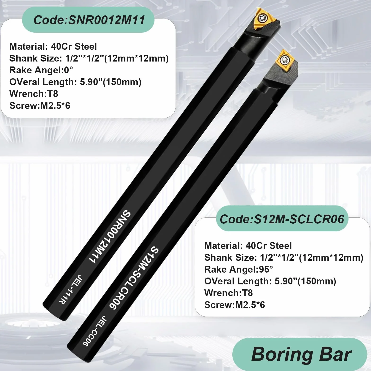 21 Pezzi Utensili Tornio per Metallo Tornio Turning Tool Multifunzione Duro Inserti Titolari Bar Alesatore con Chiavi per Supporto dell'Utensile con Inserti in Carburo (12 MM)