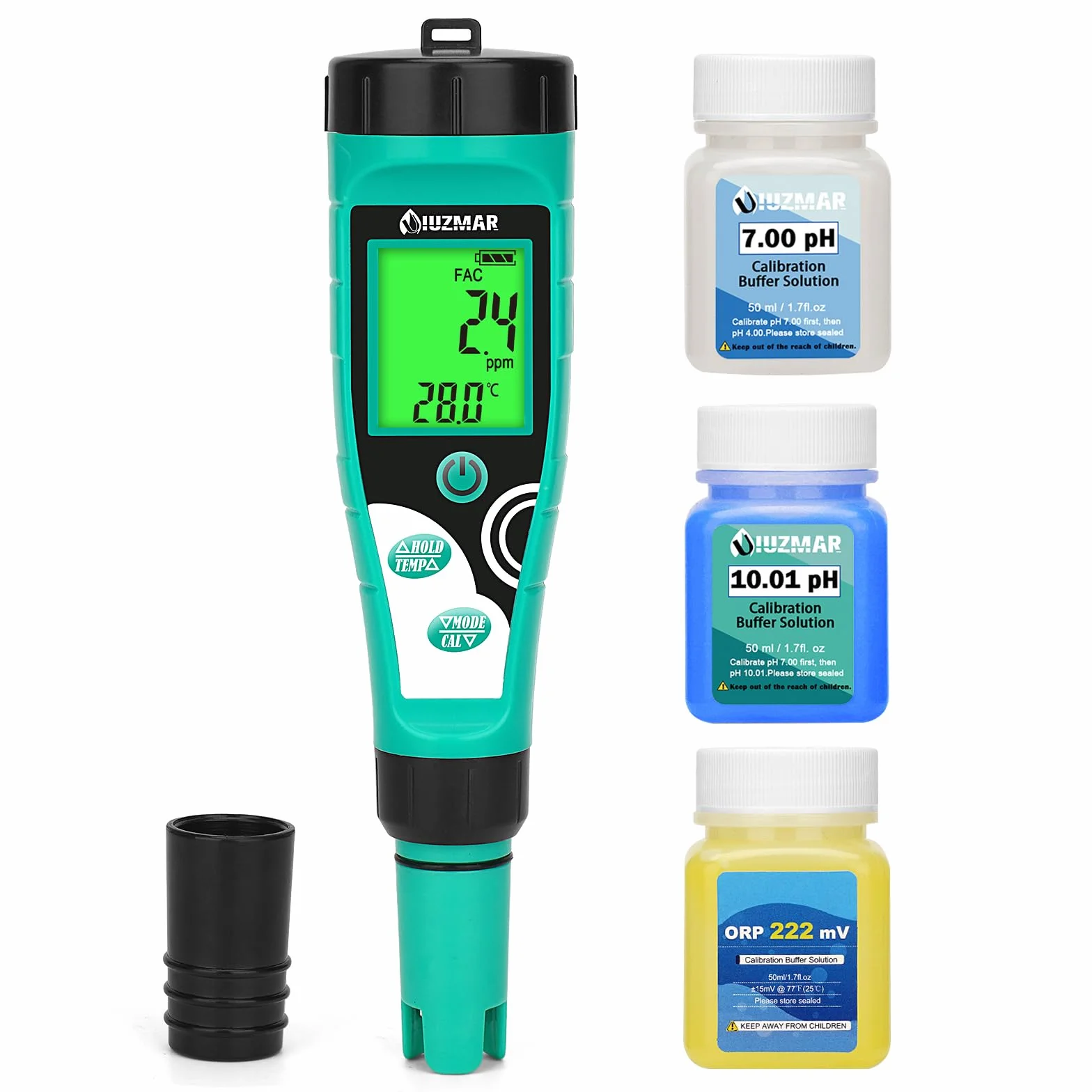 UIUZMAR Misuratore Cloro Piscina Digitale 7 in 1 pH Sale ORP TDS EC Temp