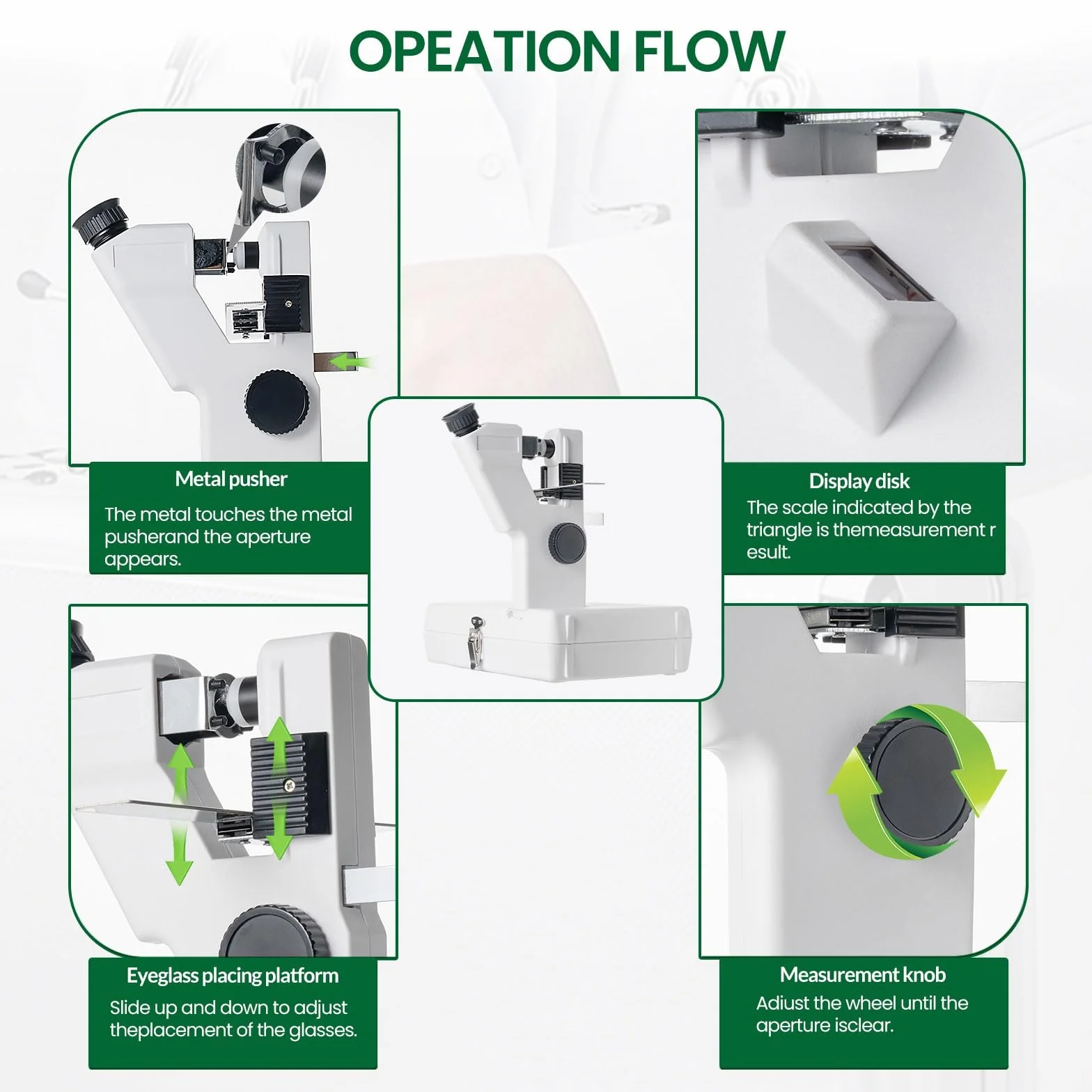 Machinemanual Lensometer CP-1B Lensmeter manuale portatile Strumento ottico Focimetro Optometria Macchina di prova dell'obiettivo DC/AC Powered