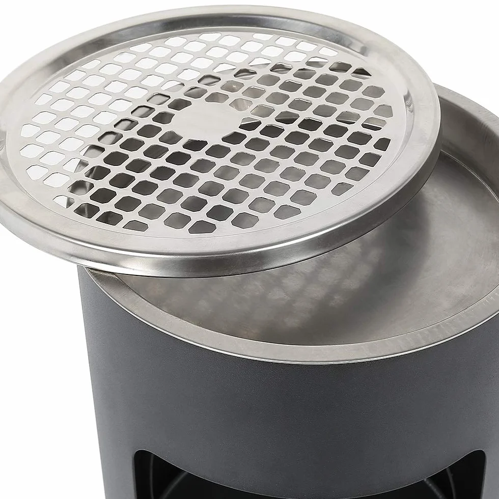 Set di 2 bidoni della spazzatura da 30 litri con posacenere posacenere per esterni, in acciaio inox, diametro 25 x 60 cm (nero)