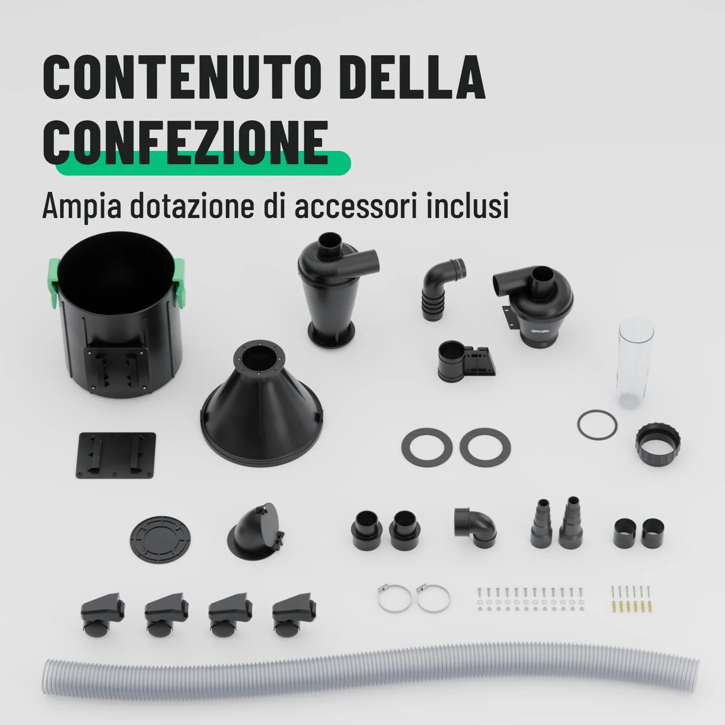 greate ciclone separatore per legno a 2 stadi con contenitore da 17 L - aspirazione ciclonica per officina, mobile o fissa - separatore ciclonico - Dust Commander - Aspiratore Ciclonico