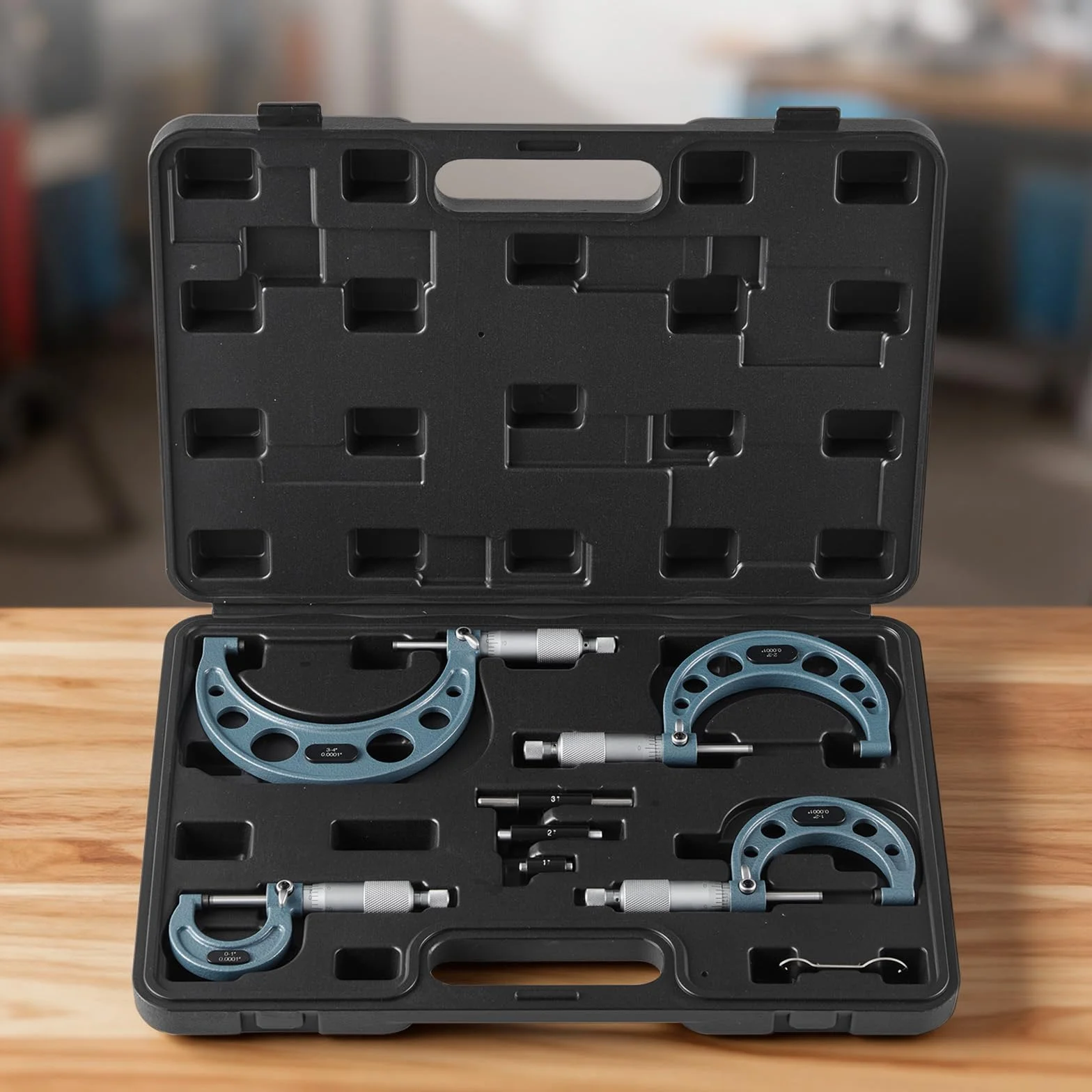 VEVOR Set di Micrometri da 4 Pezzi, Micrometro Esterno 0-4 pollici, Kit per Macchinisti con Custodia