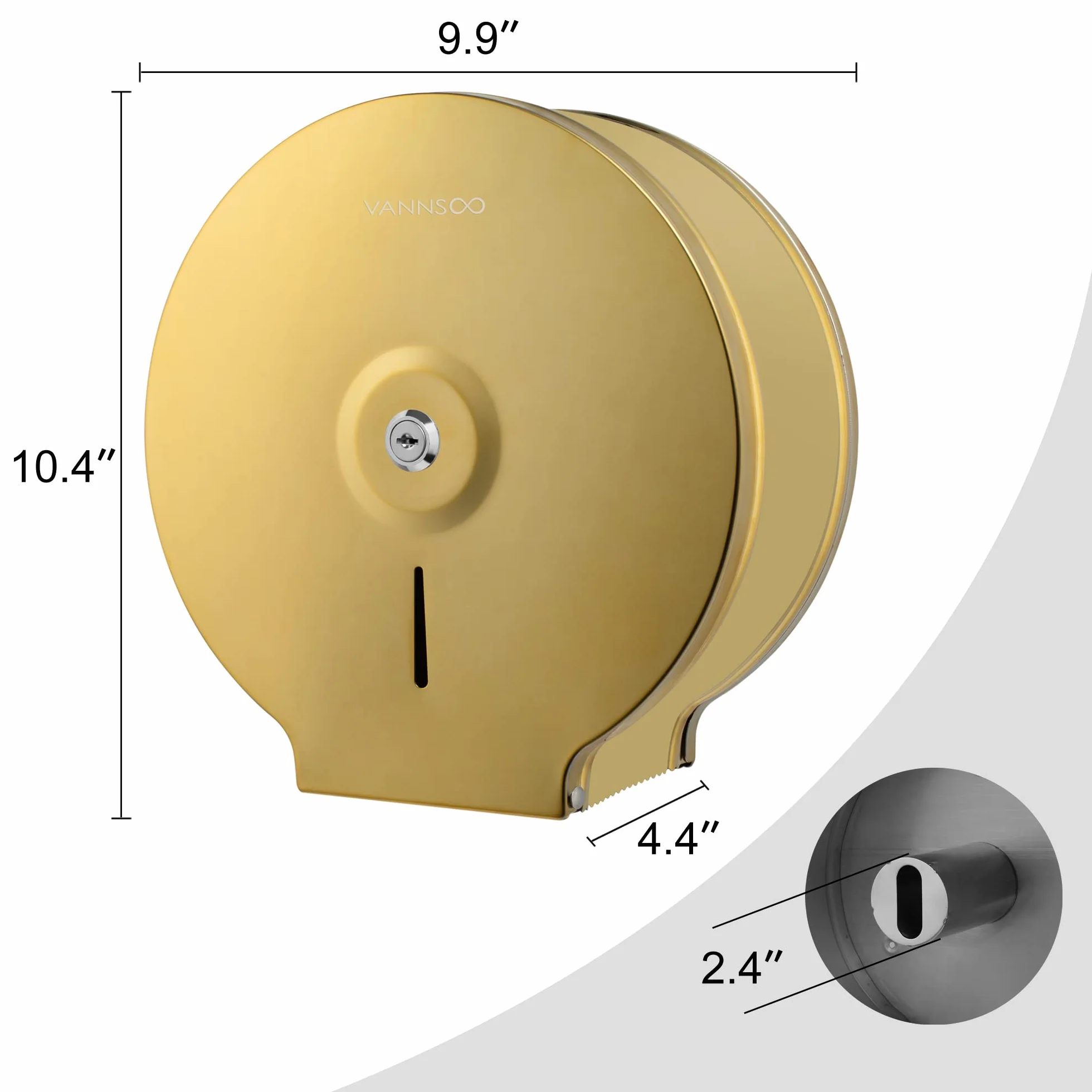 Jumbo commerciale distributore carta igienica in acciaio inox montaggio a parete 22 cm con chiave blocco
