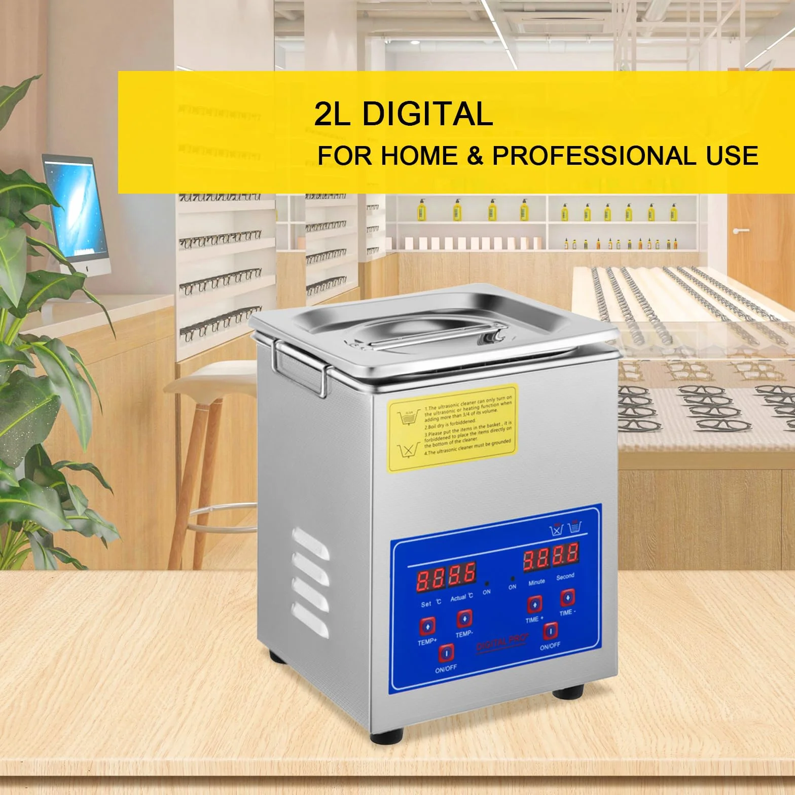 VEVOR Pulitore ad Ultrasuoni 2L Lavatrice ad Ultrasuoni Professionale in Acciaio Inossidabile Multifunzione con Timer Digitale di Riscaldamento per Occhiali Orologi Gioielli Laboratorio