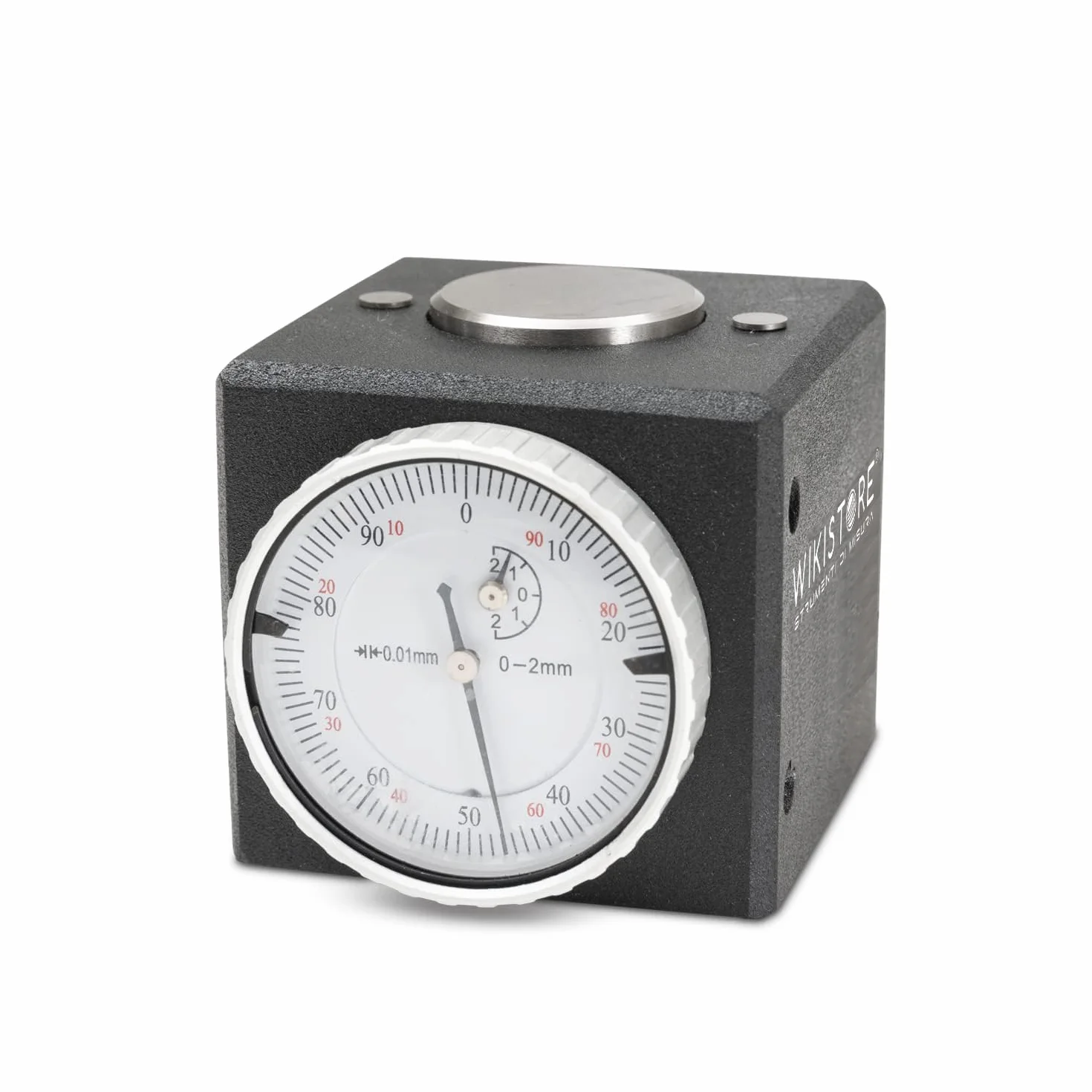 WIKISTORE Azzeratore 50 mm Con Comparatore Di Precisione, Lettura 0,01 mm, Base Magnetica, Preset Altezza-Cinquantino, Dimensioni 10x9x10 cm
