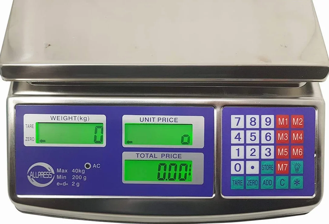 BILANCIA ELETTRONICA PROFESSIONALE ACCIAIO INOX DIGITALE 40 KG 2GR DISPLAY FRONTE RETRO