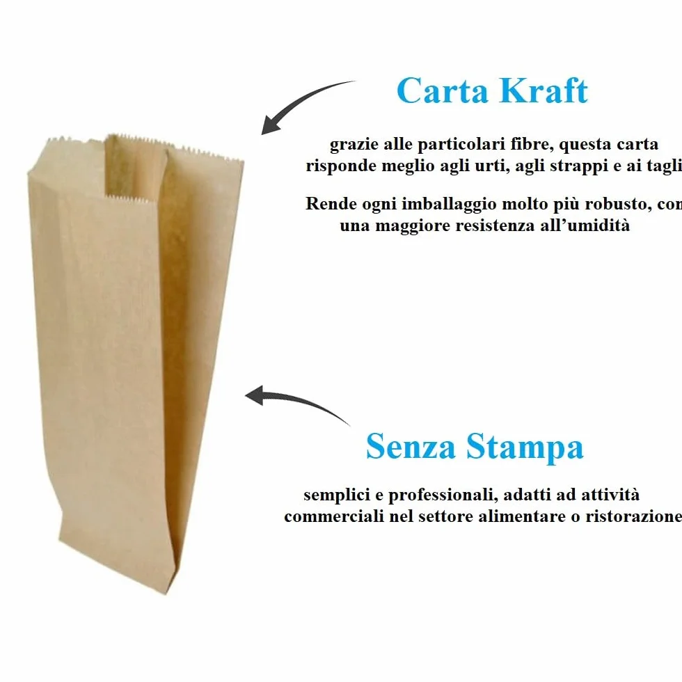 Virsus 1000 Sacchetti di Carta per Alimenti 17x34 cm Buste Kraft