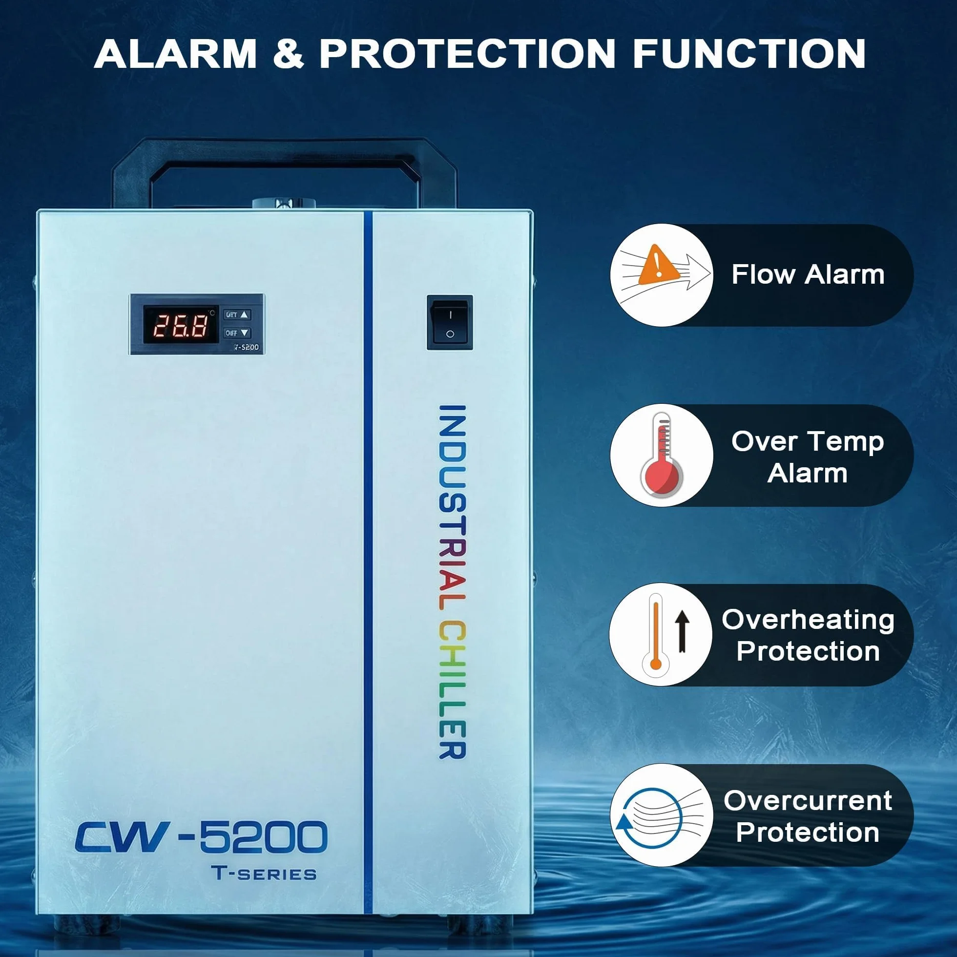 S&A CW-5200TH Industrial Water Chiller 7L CO2 Laser Cooling 80W-150W