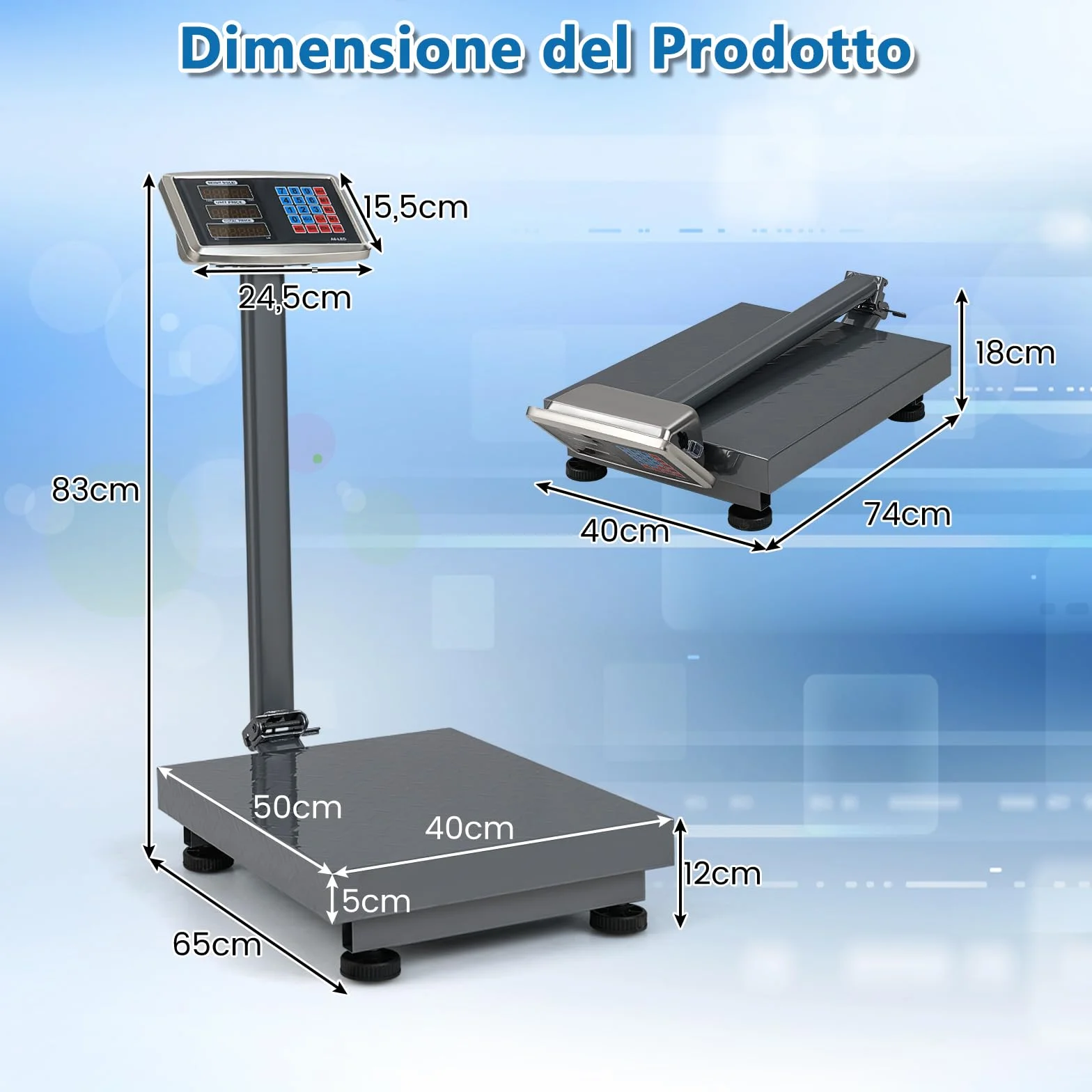 RELAX4IFE Bilancia Digitale Elettronica 300 Kg, Bilancia Professionale per Negozio Azienda Fabbrica (Argento)