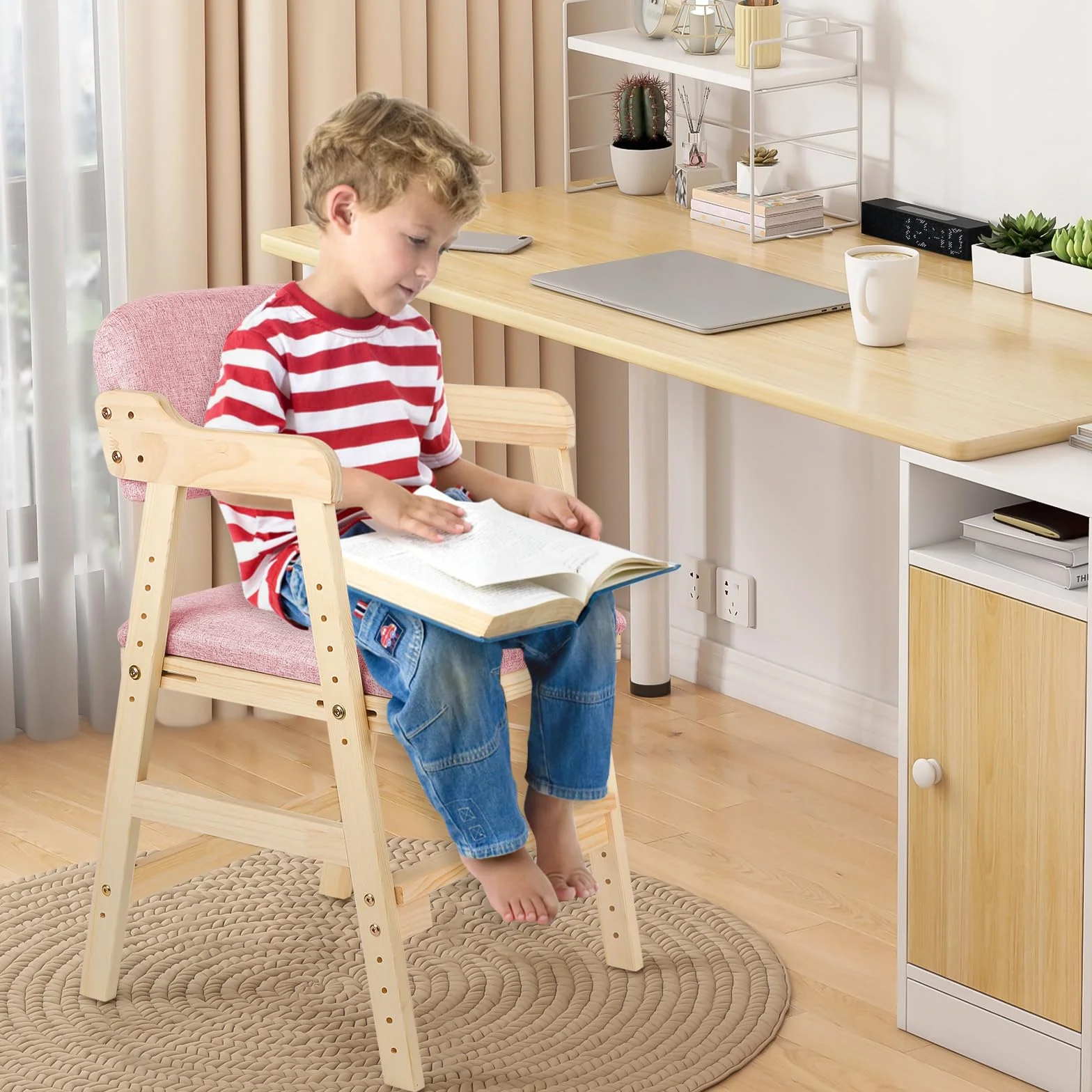 Sedia alta scalabile in legno naturale Sit Up 3 altezza regolabile, 6 mesi-10 anni fino a 90 kg, resistente seggiolino per bambini, in legno naturale, bambini e adulti