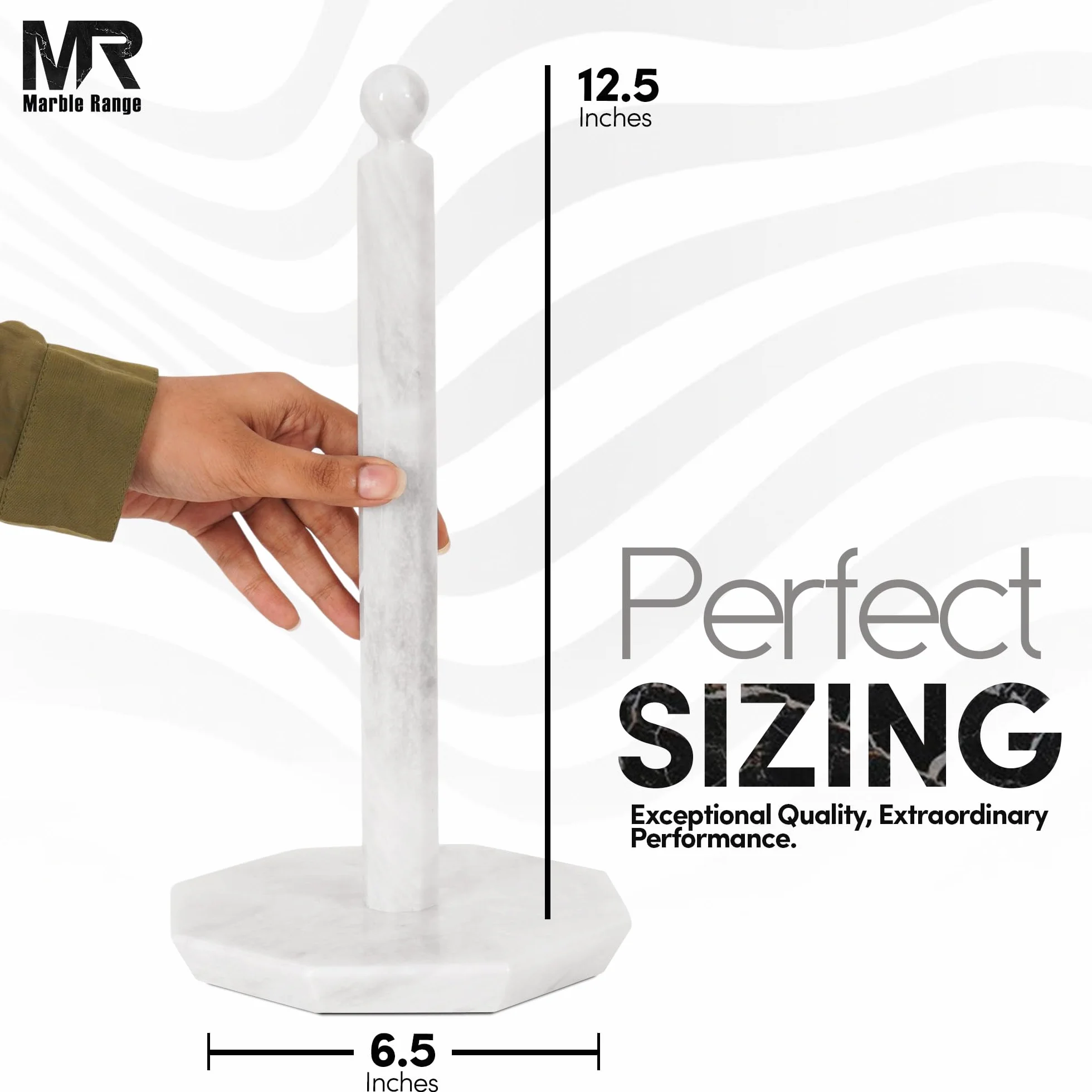 Portasciugamani di carta in marmo bianco 31 cm fatto a mano per cucina bagno elegante design pietra organizer asciugamani