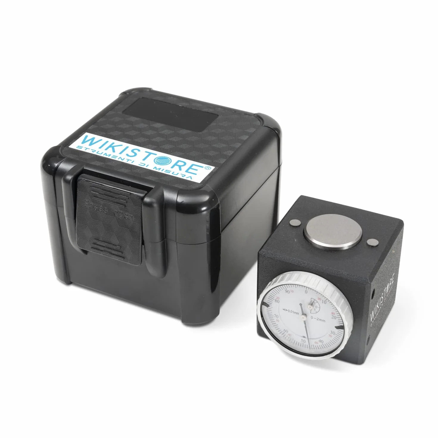 WIKISTORE Azzeratore 50 mm Con Comparatore Di Precisione, Lettura 0,01 mm, Base Magnetica, Preset Altezza-Cinquantino, Dimensioni 10x9x10 cm