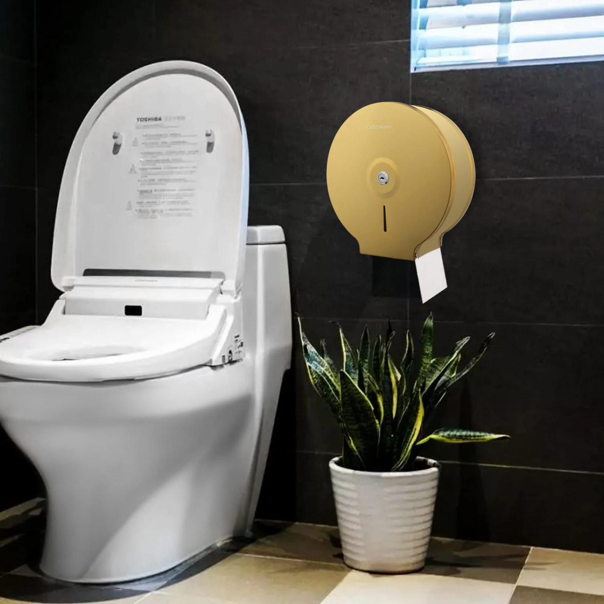 Jumbo commerciale distributore carta igienica in acciaio inox montaggio a parete 22 cm con chiave blocco